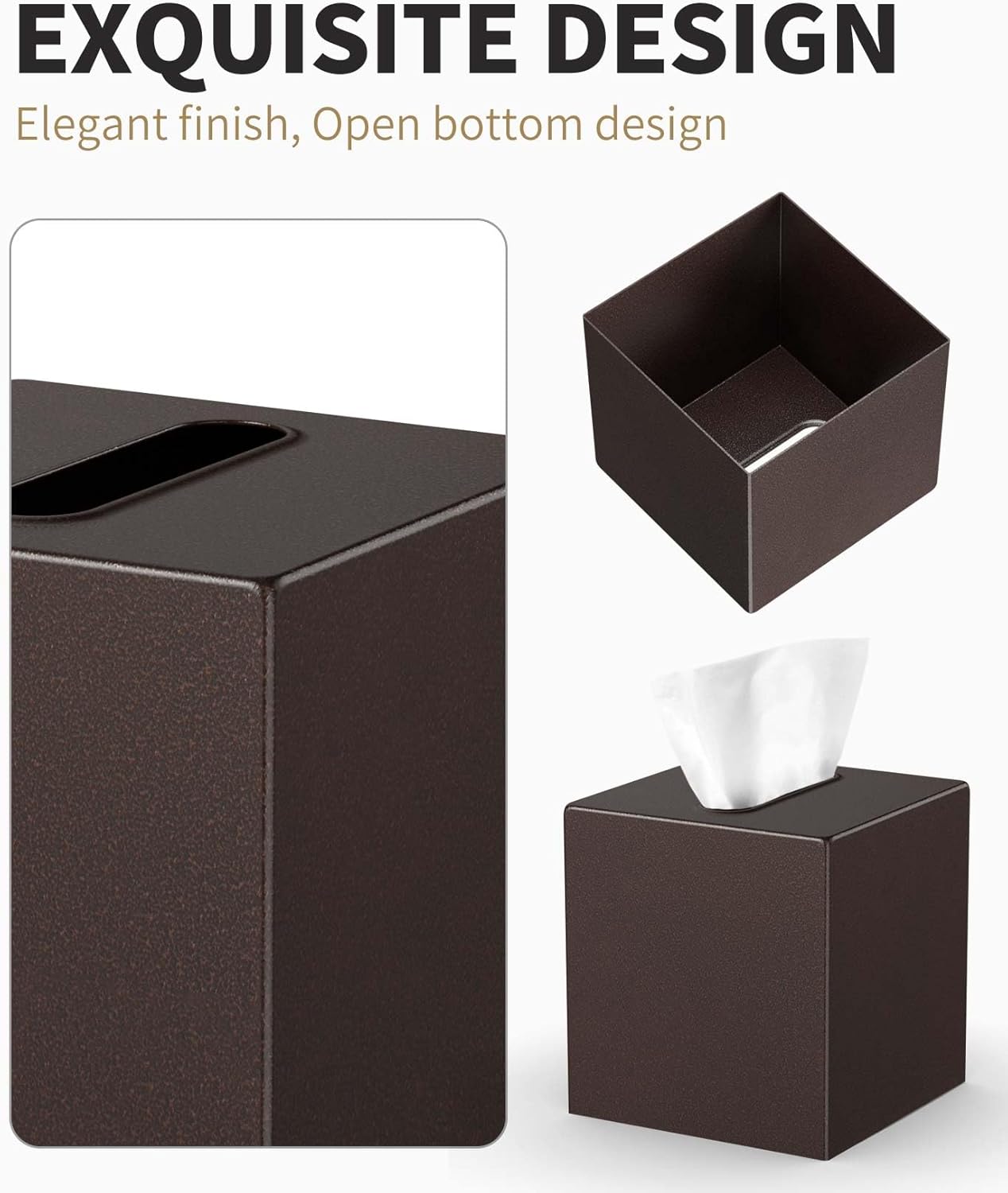 Livelab Metal Tissue Box Cover - Brown Pebble Grain