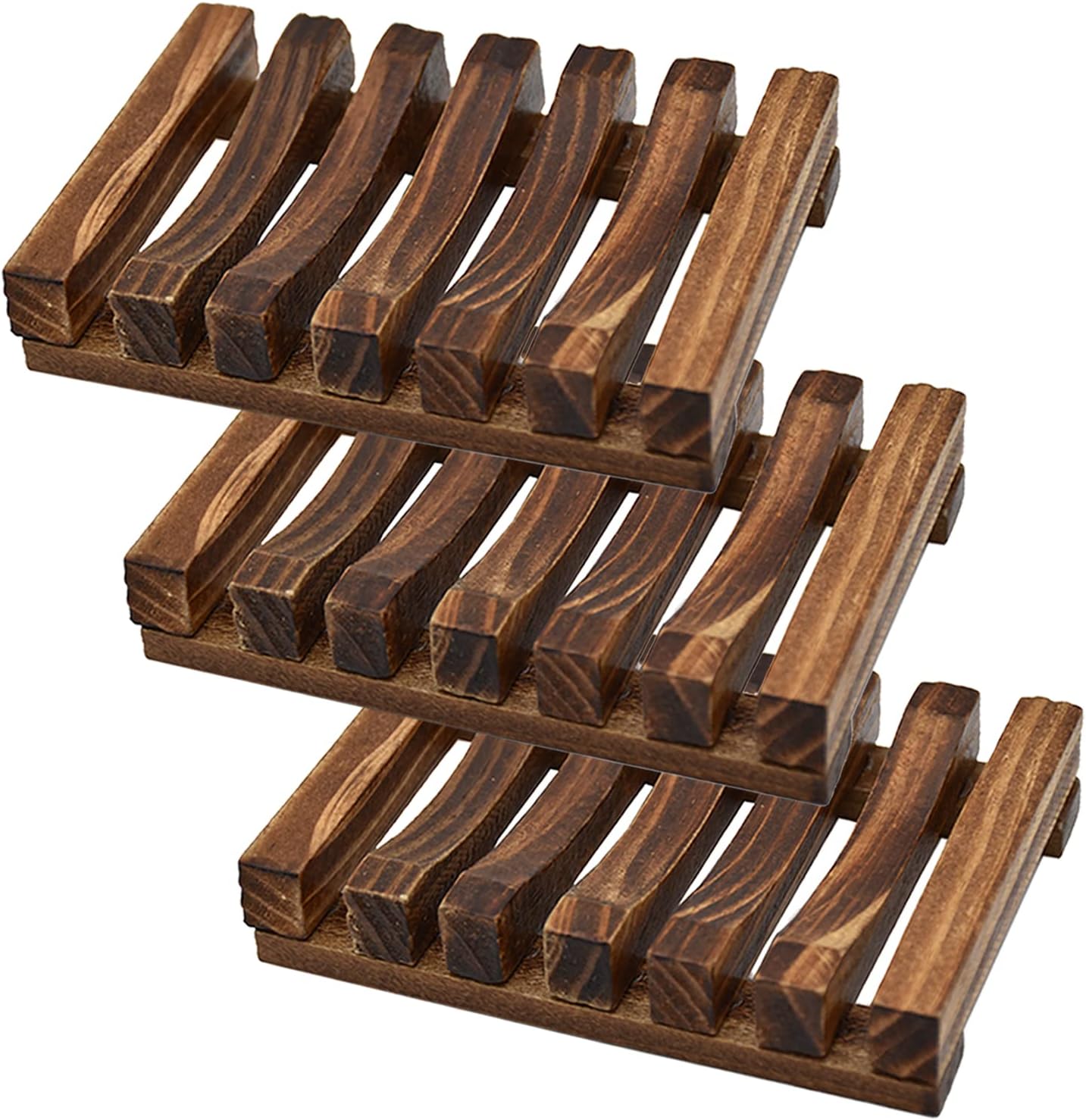 3 Pcs Natural Wooden Soap Holder for Shower and Bathroom