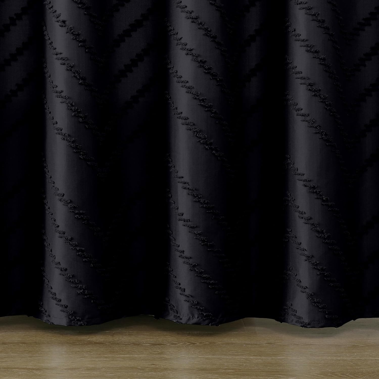 Chevron Extra Long Black Boho Shower Curtain 72x96