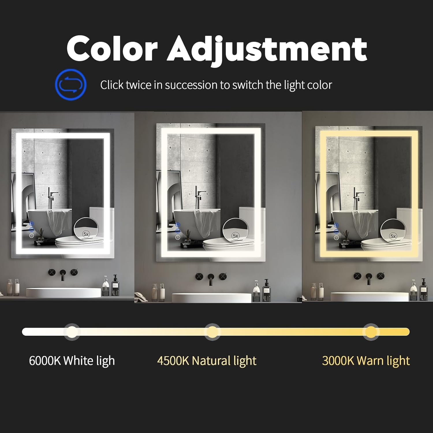 36 x 28 LED Bathroom Mirror with Touch Controls