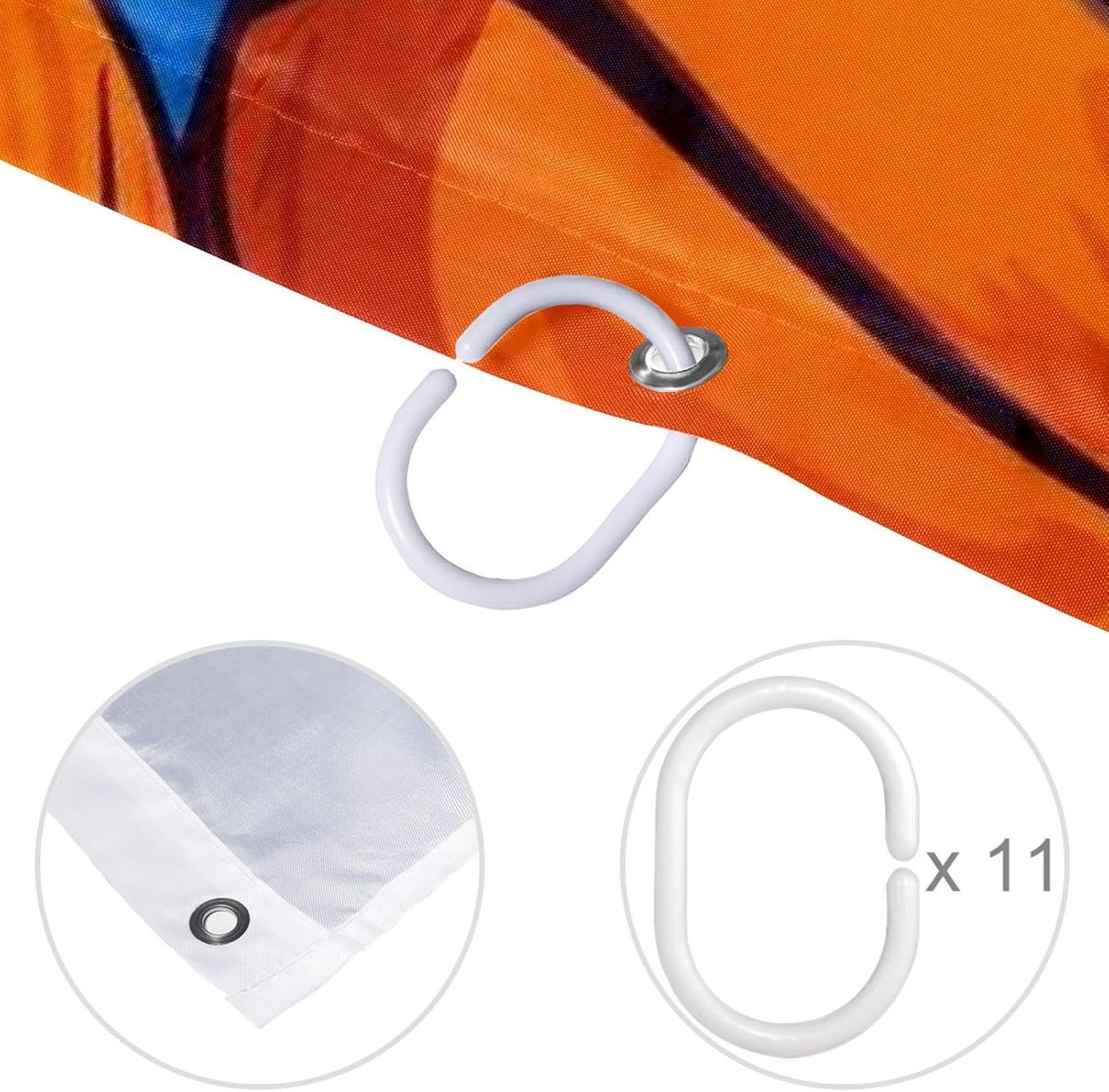 VAPOKF Basketball Shower Curtain with 12 Hooks 60x72 Inches