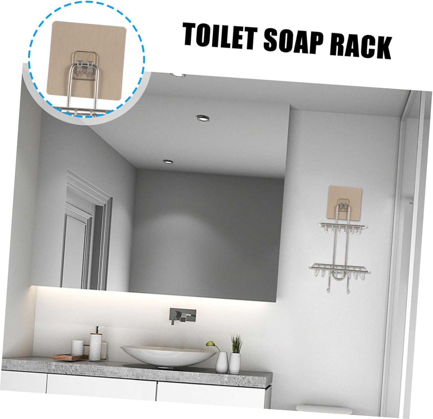 Alipis Double-Deck Soap Rack with Hooks and Sponge Holder