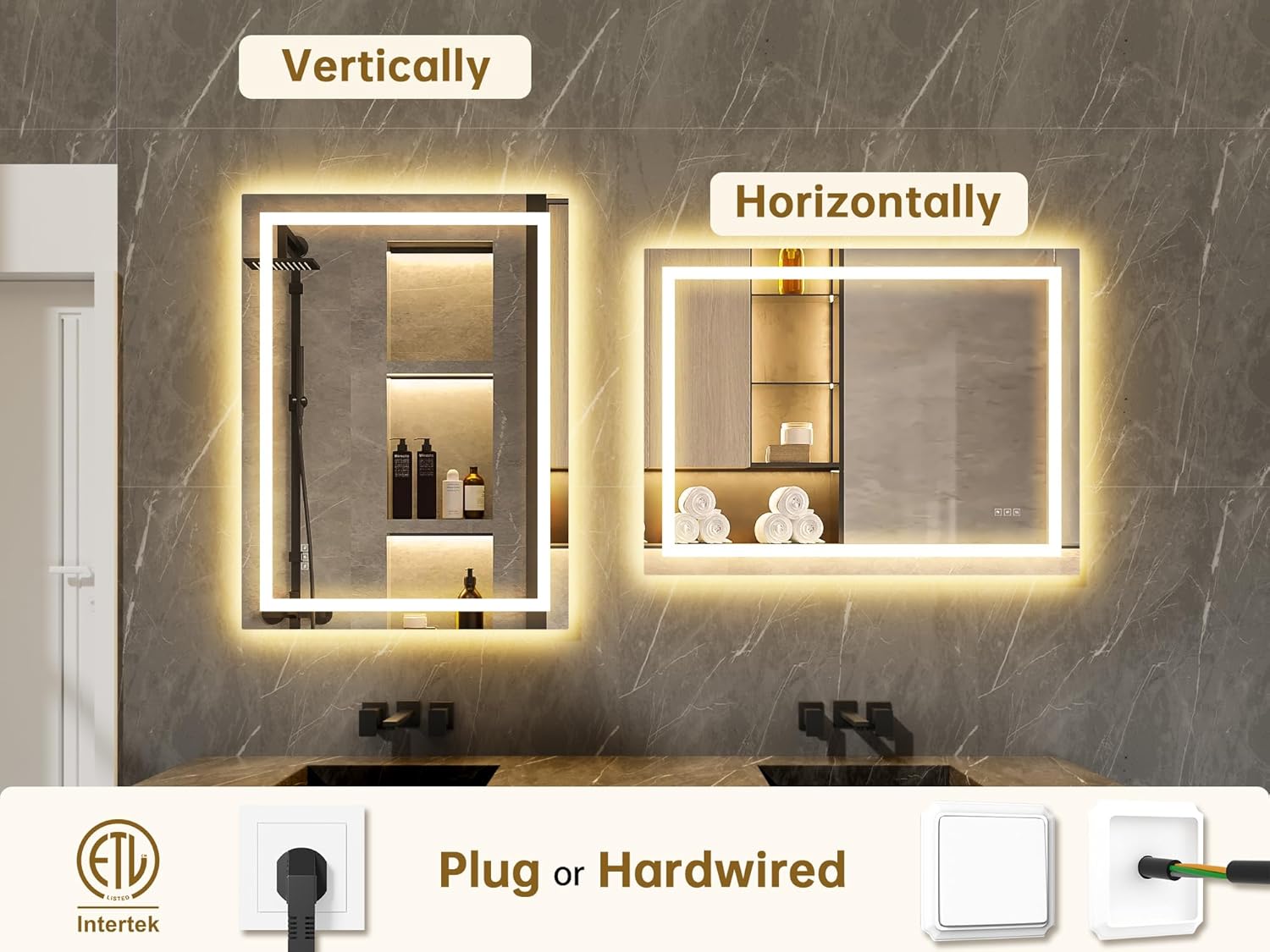LOYAL STAR 72x36 LED Vanity Mirror with Backlit Front Light