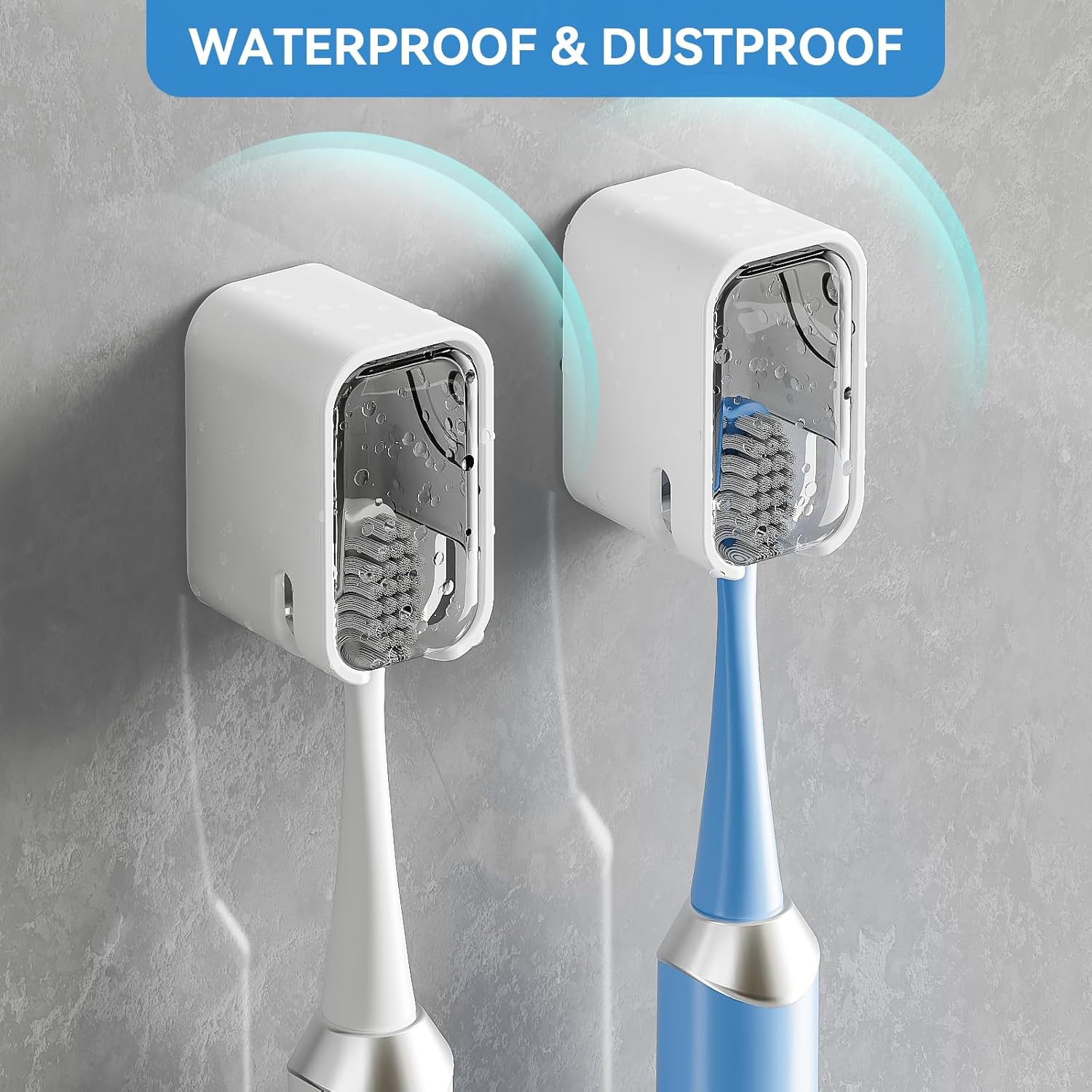 MOPMS Wall Mounted Toothbrush Holder 2PCS with Cover