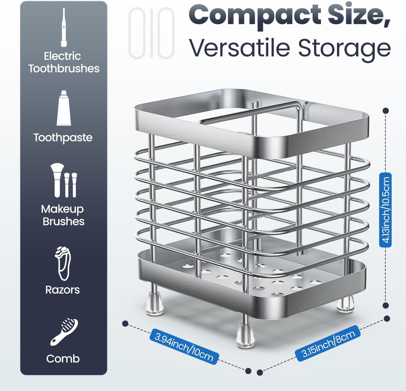 Luxspire Wall Mounted Toothbrush Holder 2 Slots Stainless Steel Silver 1