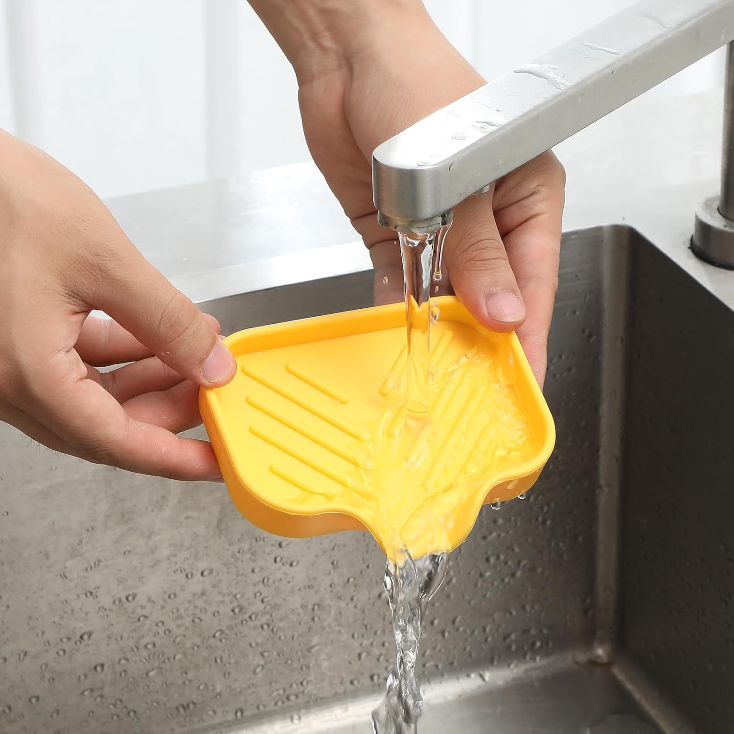 MicoYang Silicone Soap Dish with Drain Spout - Yellow 4932