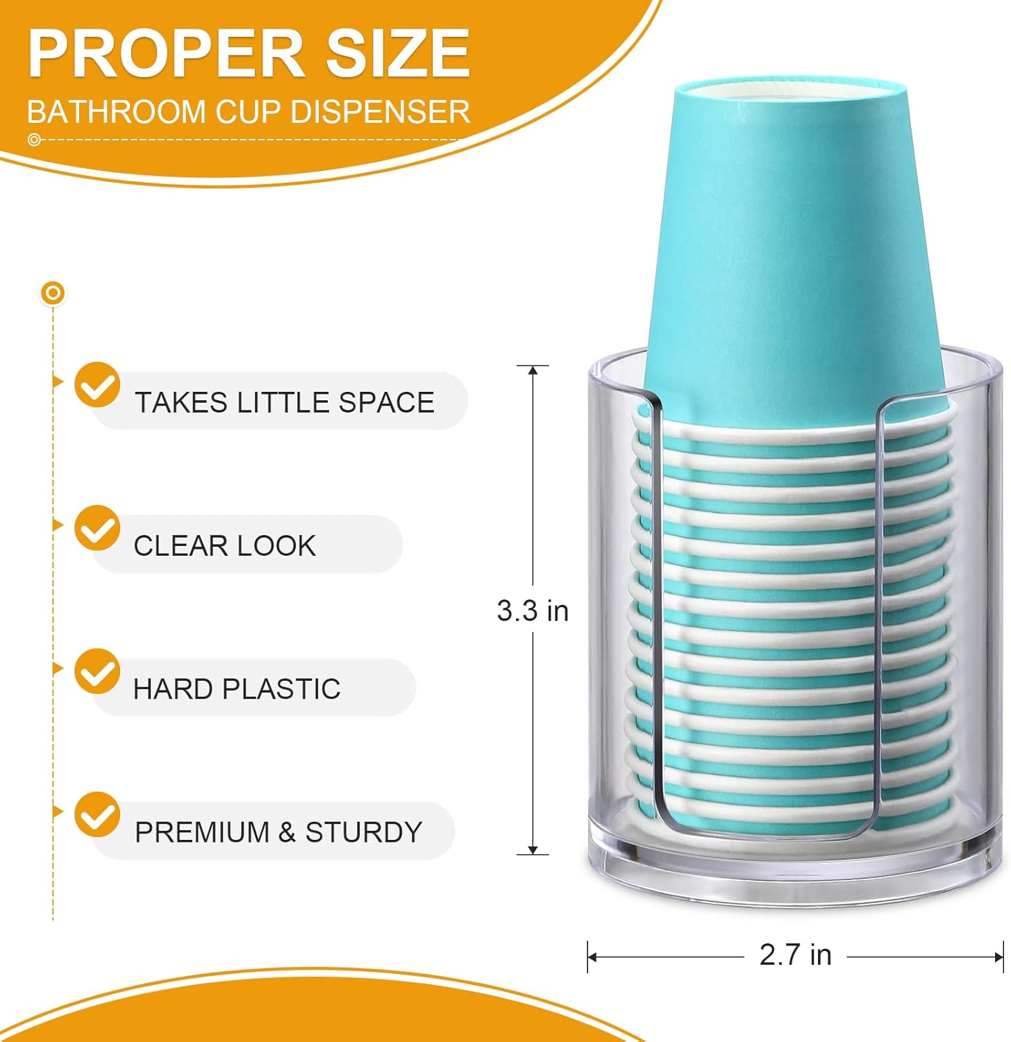 AOZITA 2 Pack Bathroom Cup Dispenser with Notch Design