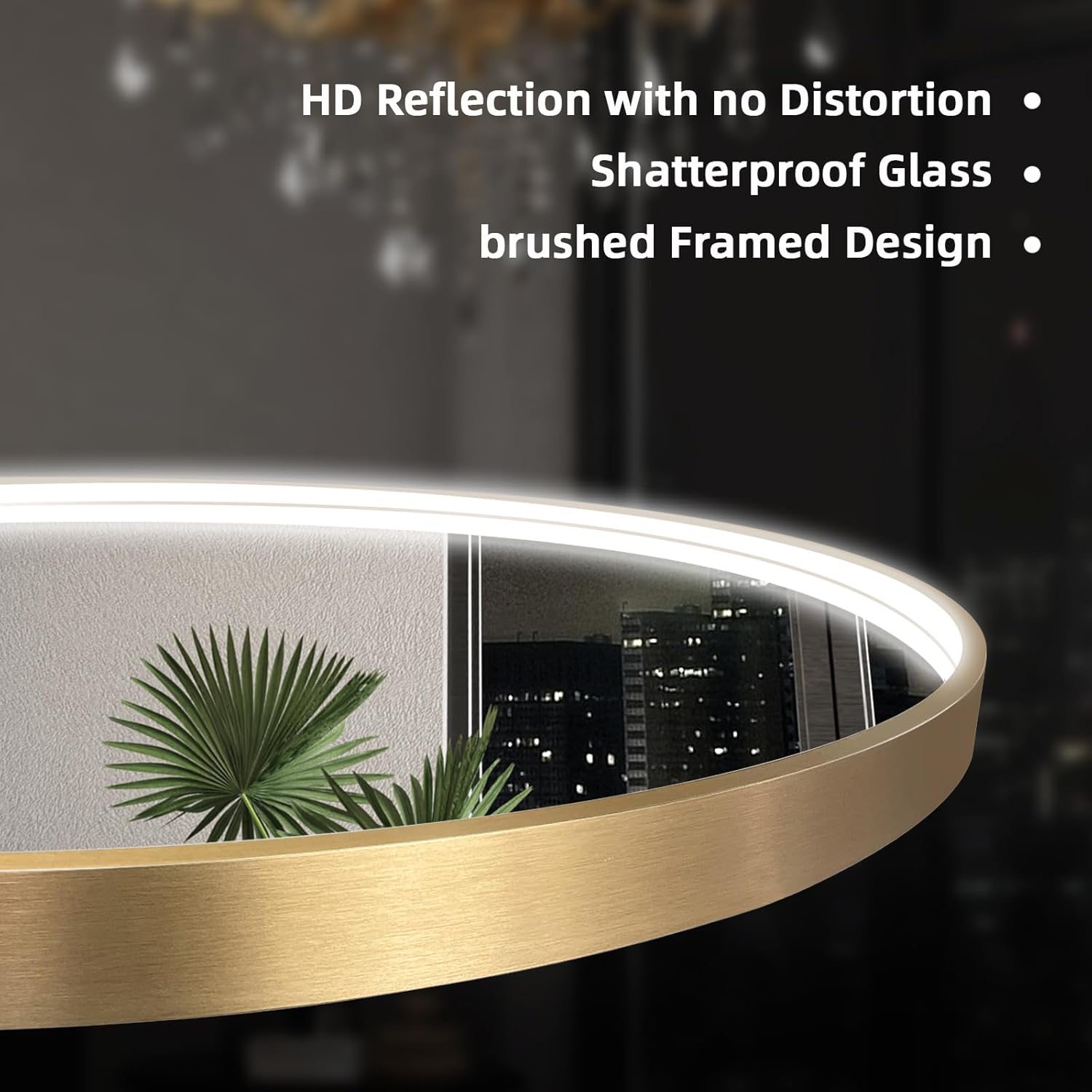 Oerbasz 32 Inch Gold Framed LED Bathroom Mirror 1