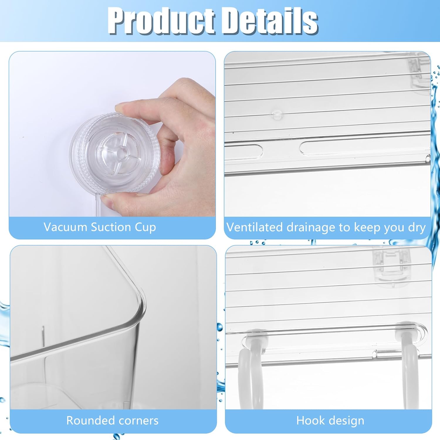 CIEOVO 2 Piece Clear Bath Toy Organizer with Suction Cup Hooks