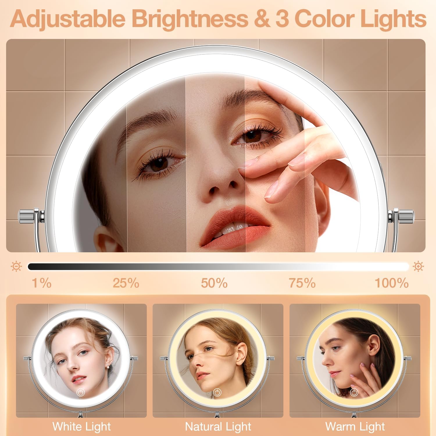 Anfauny 85 Height Adjustable Wall Mirror with 1X10X Magnification
