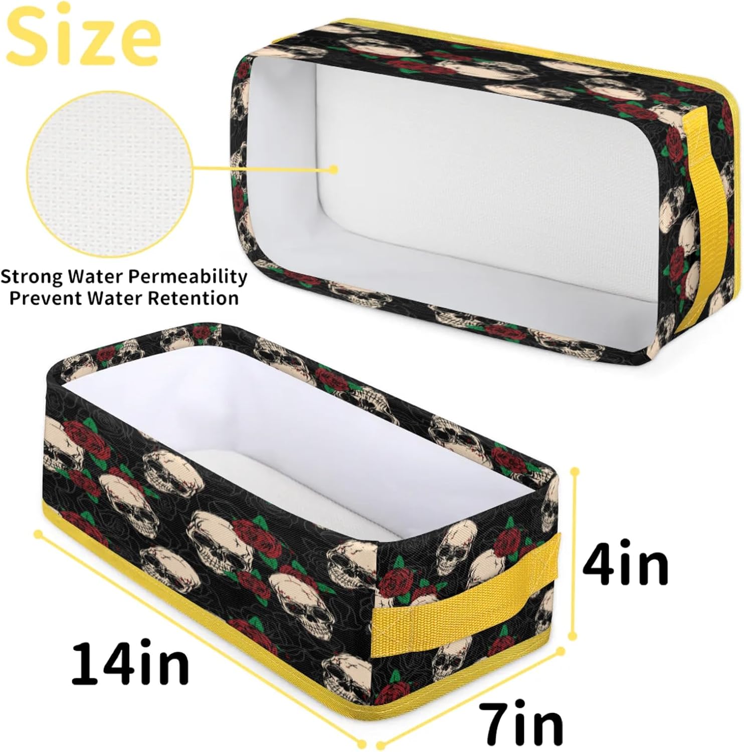 Snatocys Skull Floral Toilet Paper Basket with Handles 1