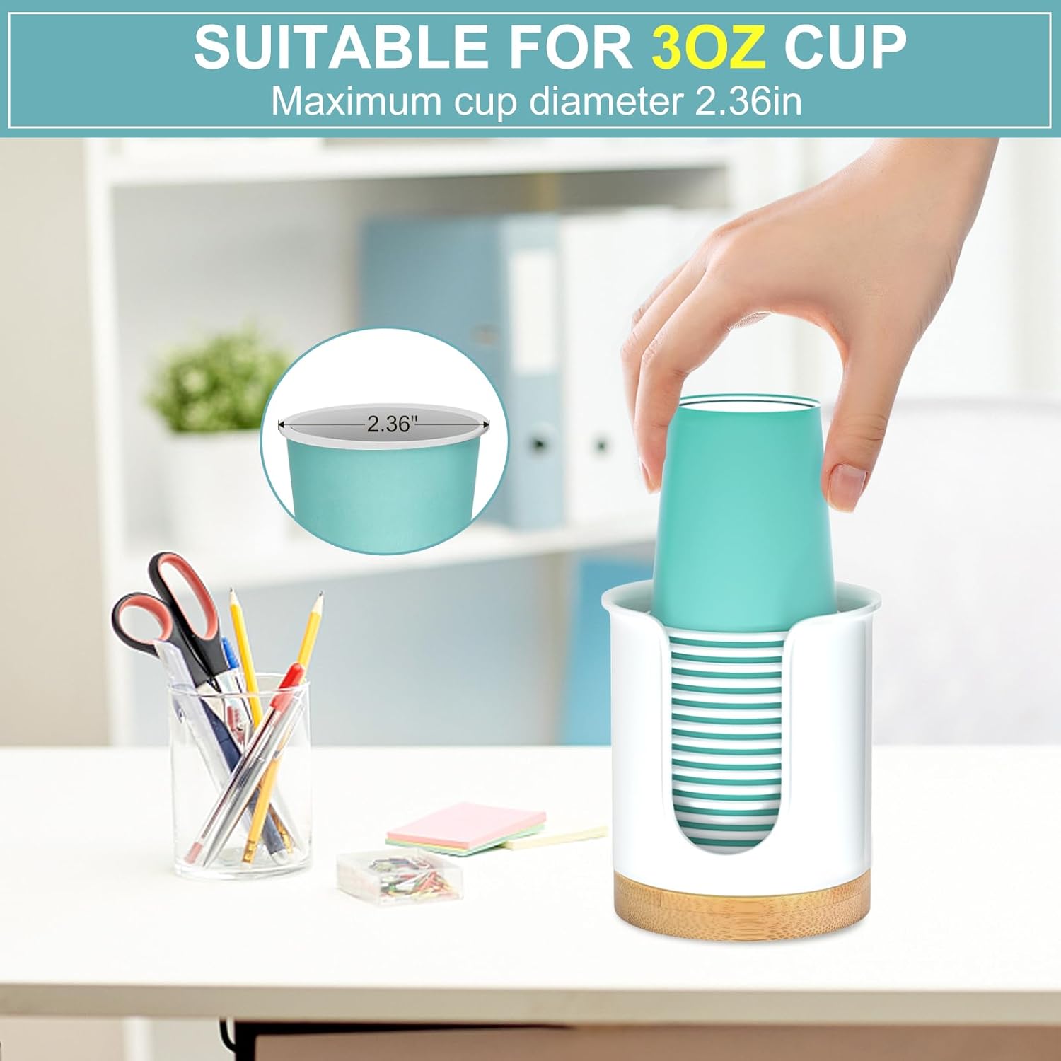 BYAWAY 2 Pack Bathroom Cup Dispenser with Bamboo Base