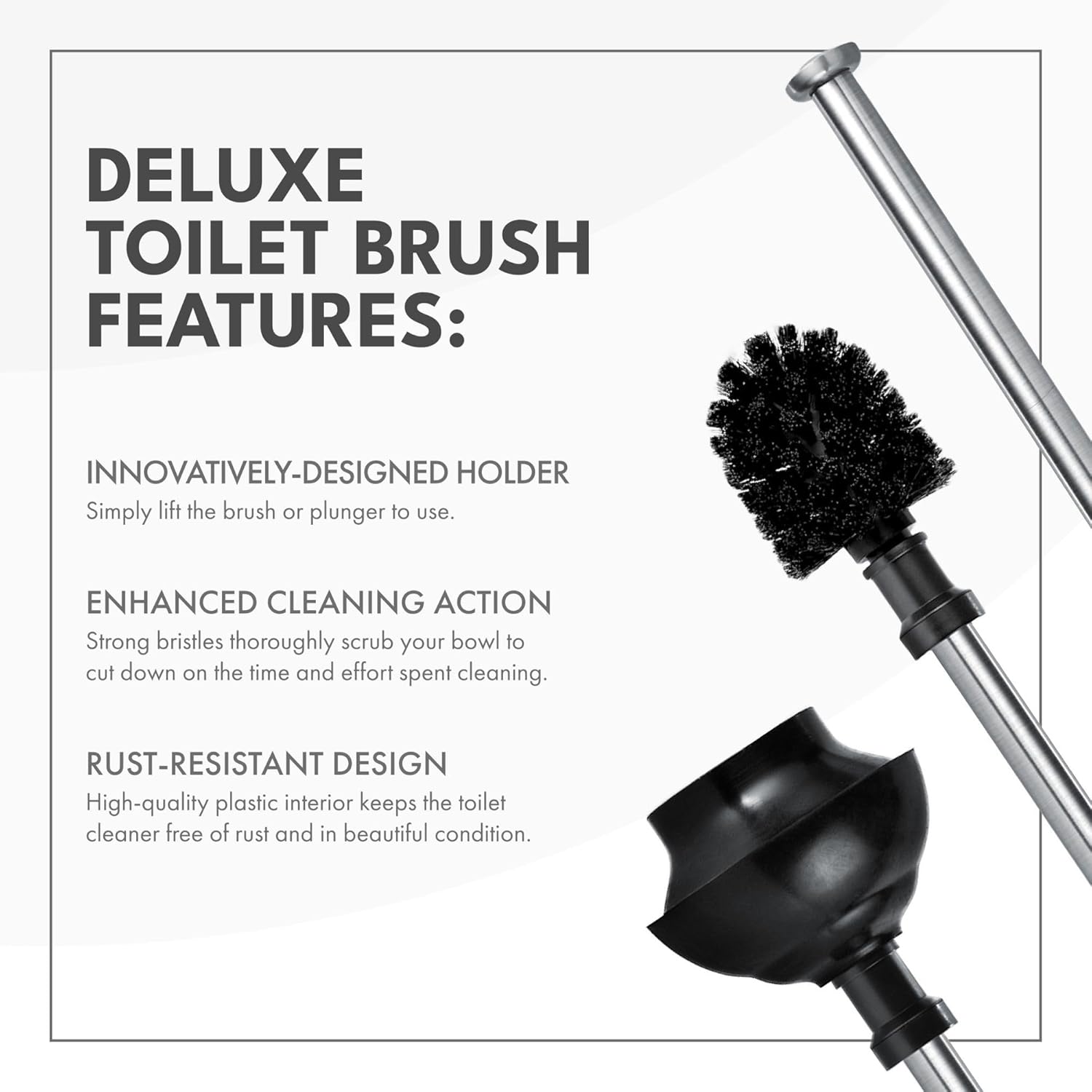 ToiletTree Modern Deluxe Toilet Brush and Plunger Combo Black