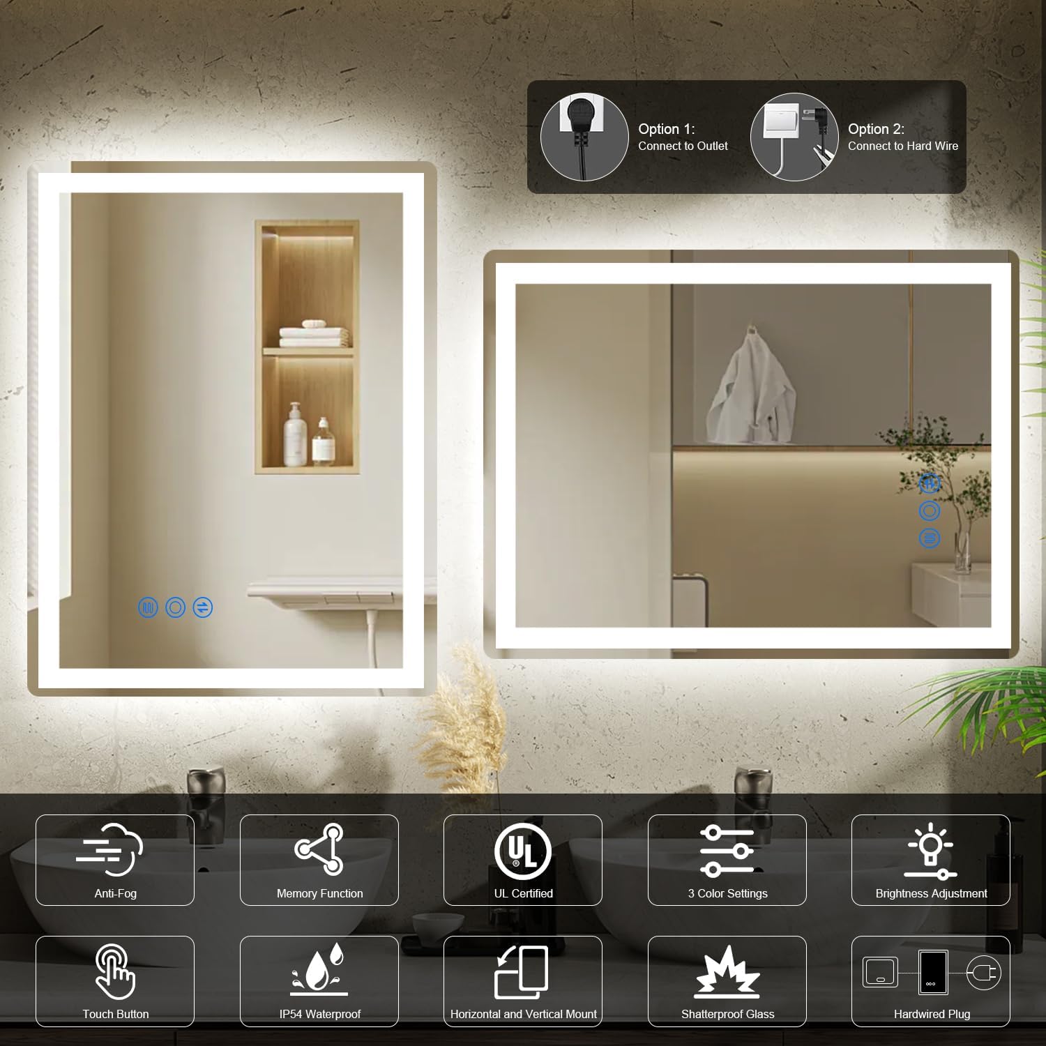 GoZoom LED Bathroom Mirror 20x28 with Lights