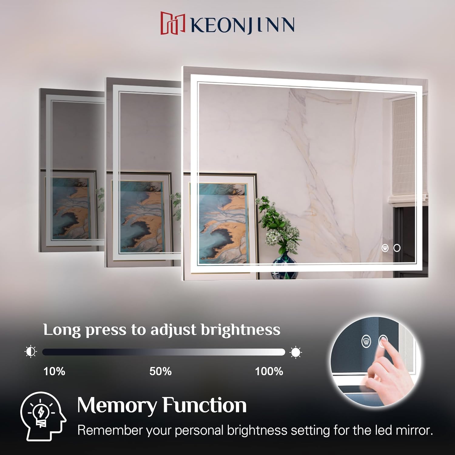 Keonjinn 72 x 32 Inch LED Wall Mirror with Lights