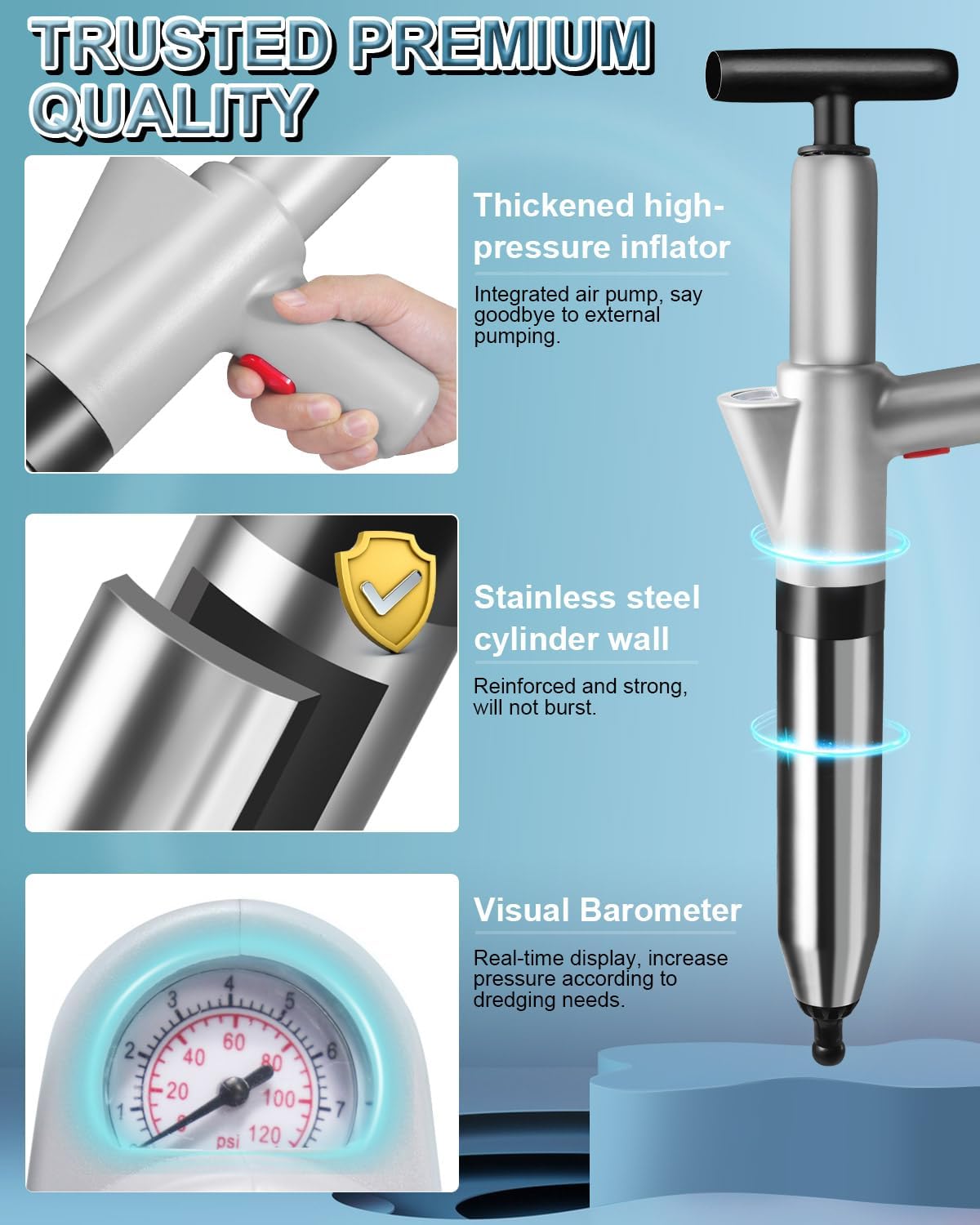 LIVEHITOP High-Pressure Toilet Plunger with Air Drain Clog Remover