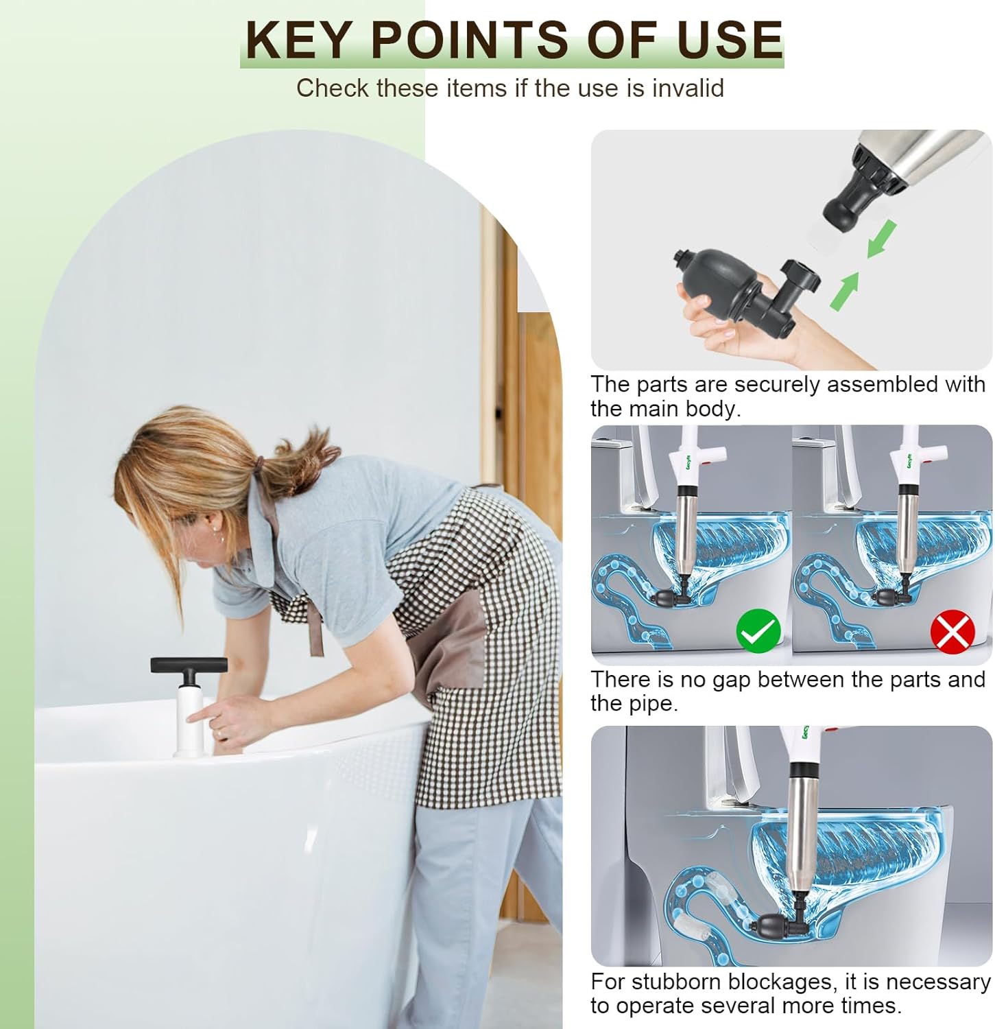 Gecyfit High Pressure Toilet Plunger with Multi-Function Heads 1