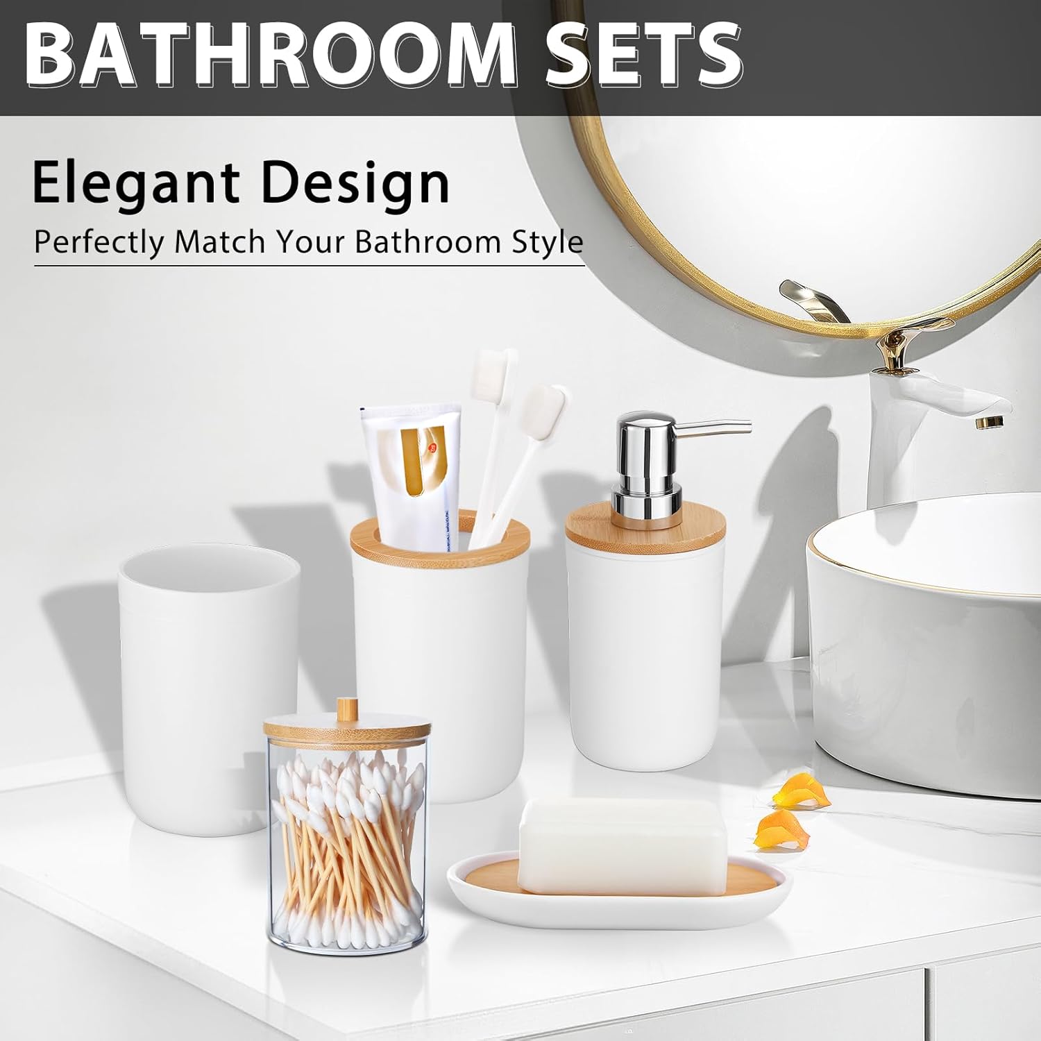 iMucci 5 Piece Plastic Bathroom Decor Set