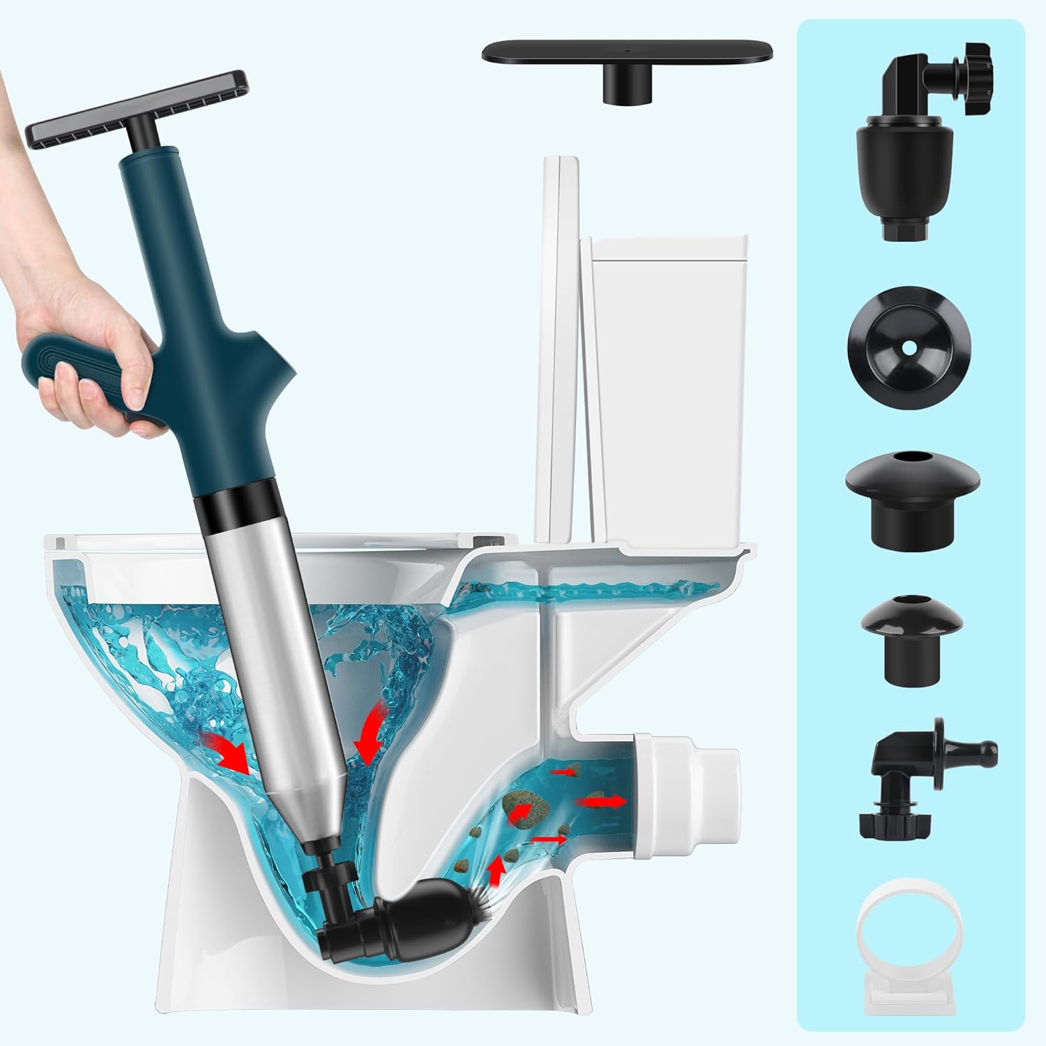 WEIDUOMALY Heavy Duty Toilet Plunger with Pressure Gauge