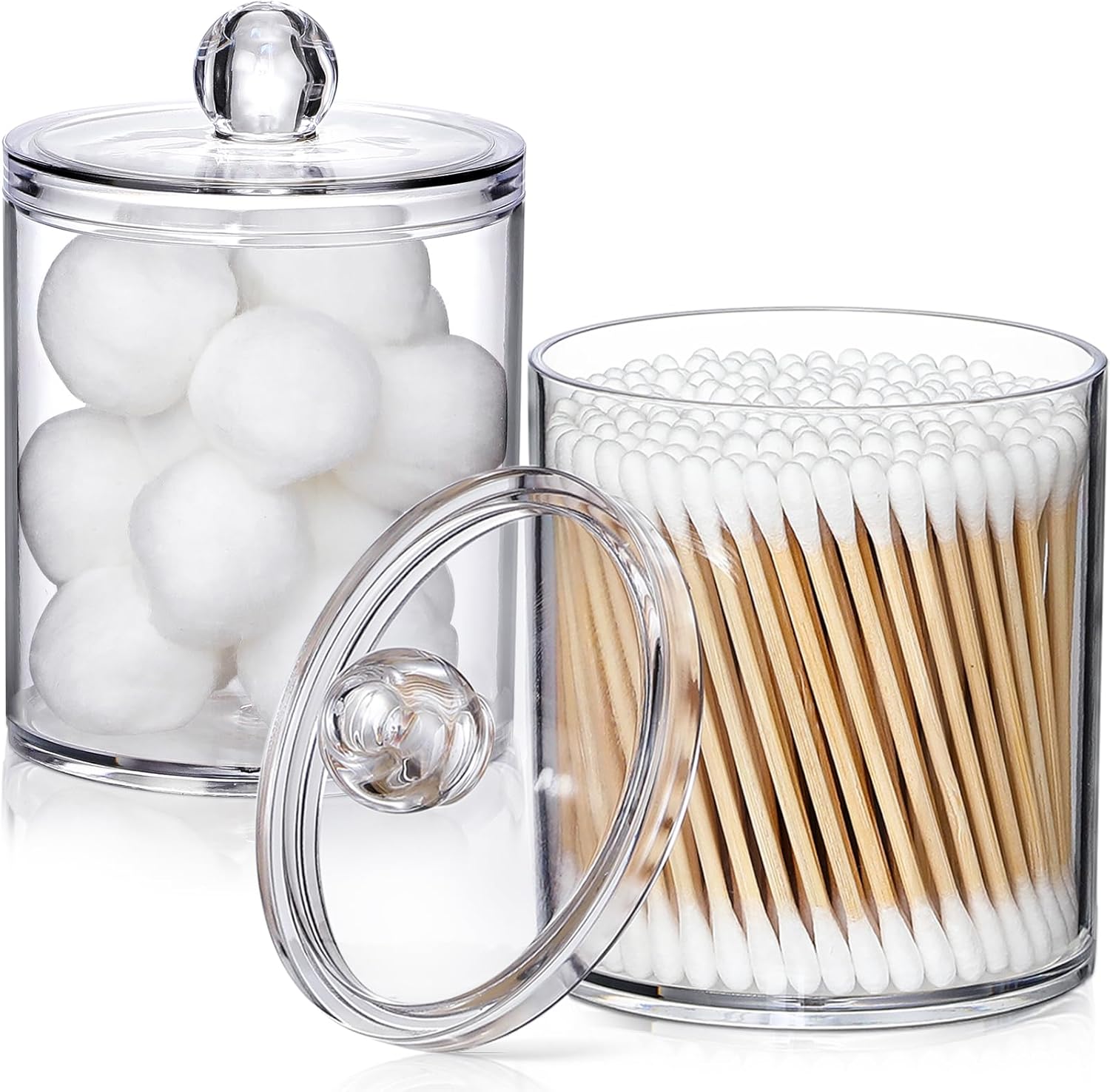 AOZITA 2 Pack Acrylic Q-tip Holder Dispenser
