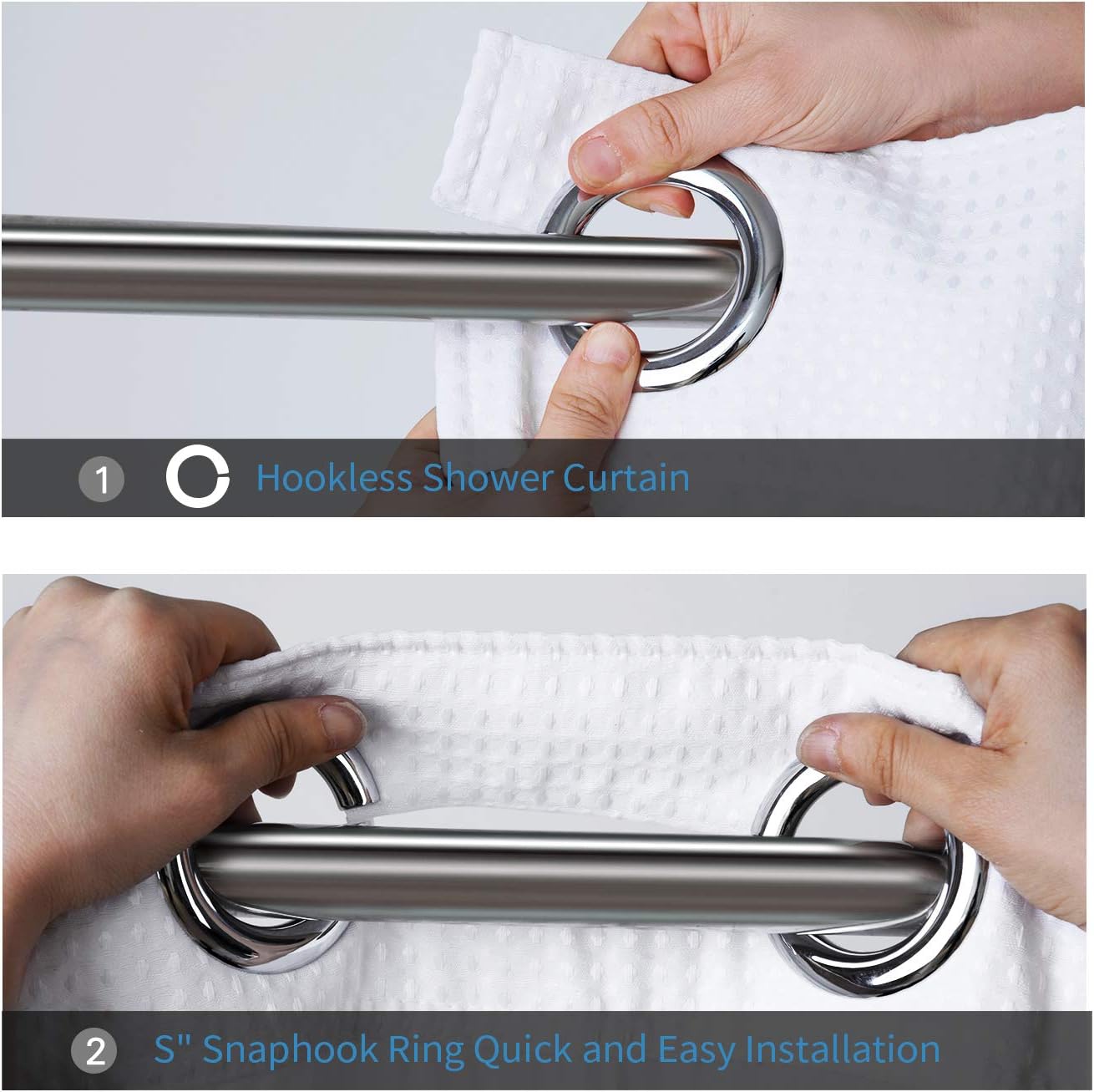 ARICHOMY Waffle Weave Shower Curtain Set 66x74 White