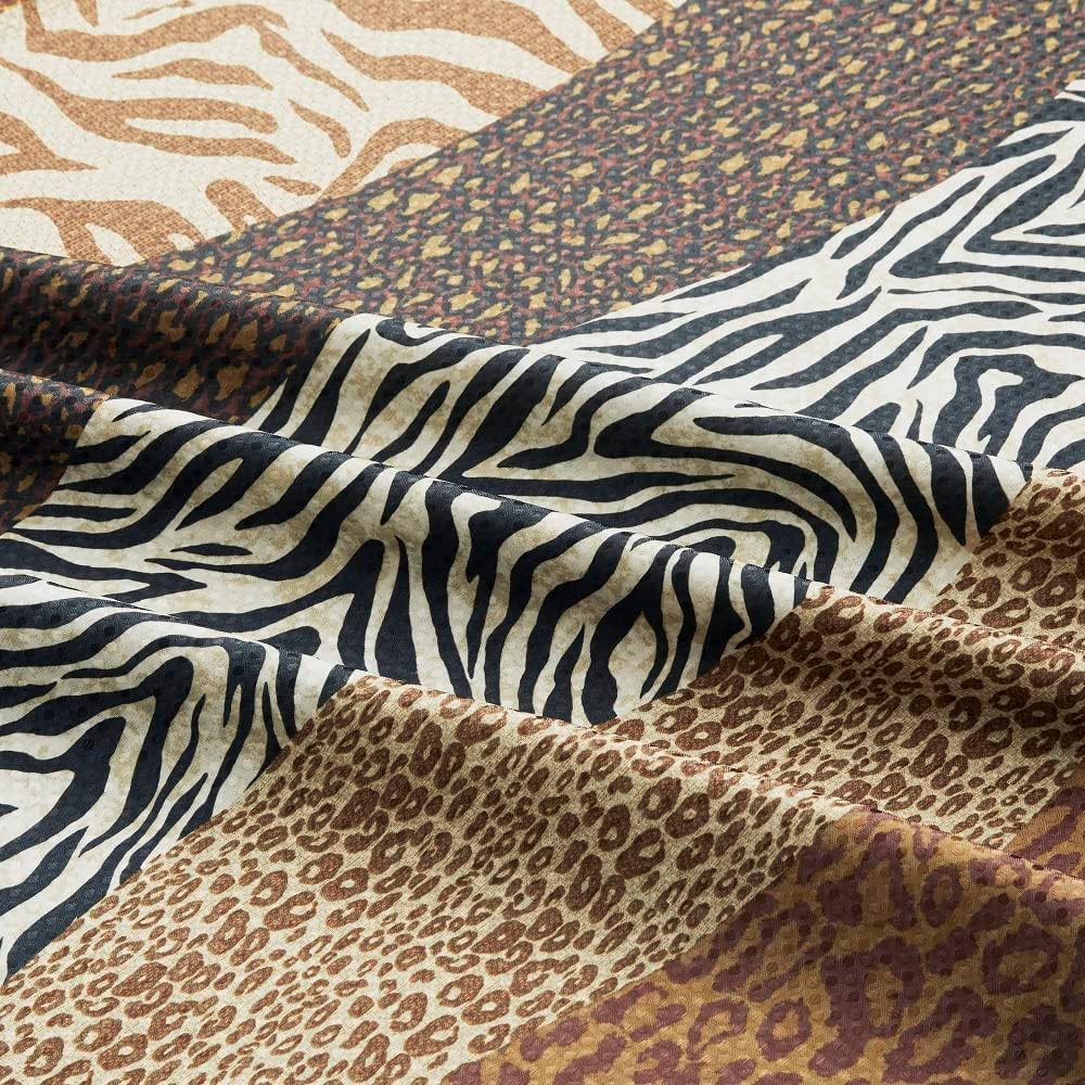 WPM Leopard Print Animal Coffee Bath Rug and Shower Curtain Set