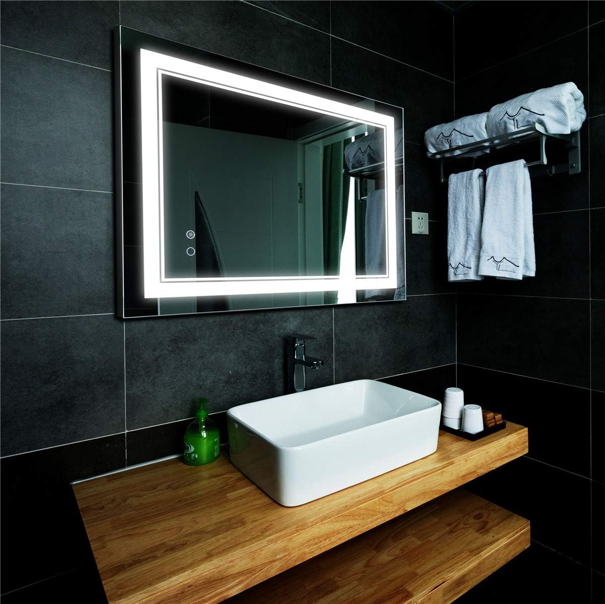 COOL2DAY 36x24 Inch LED Bathroom Mirror with Touch Control and Anti-Fog