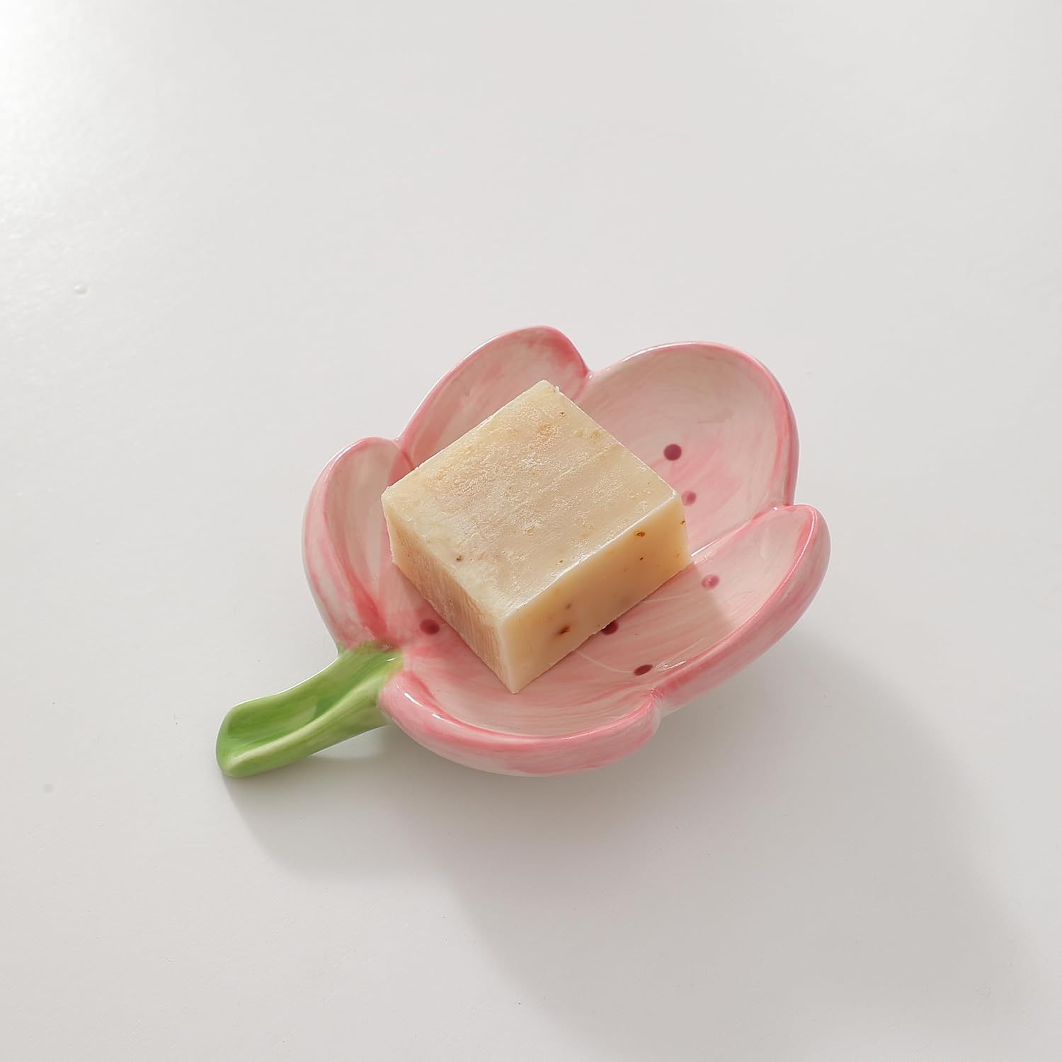Ankah Decorative Ceramic Soap Dish Butterfly Shape Pink
