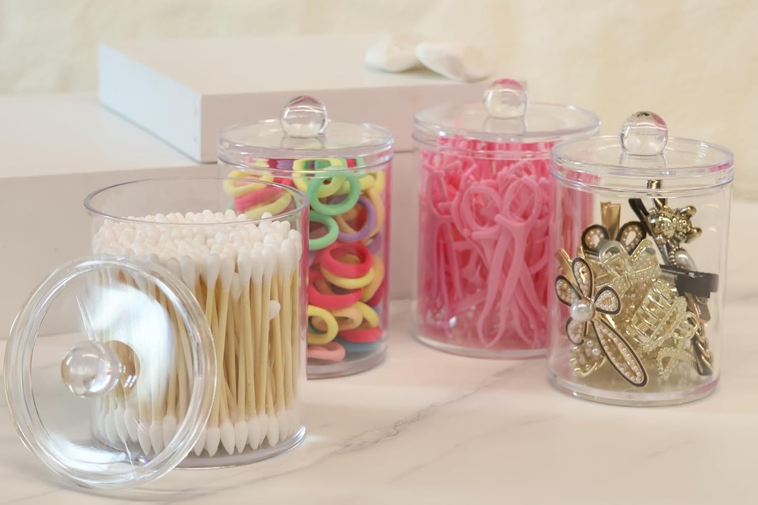 Aynoo Acrylic Q-Tip Holder Dispenser 12 oz