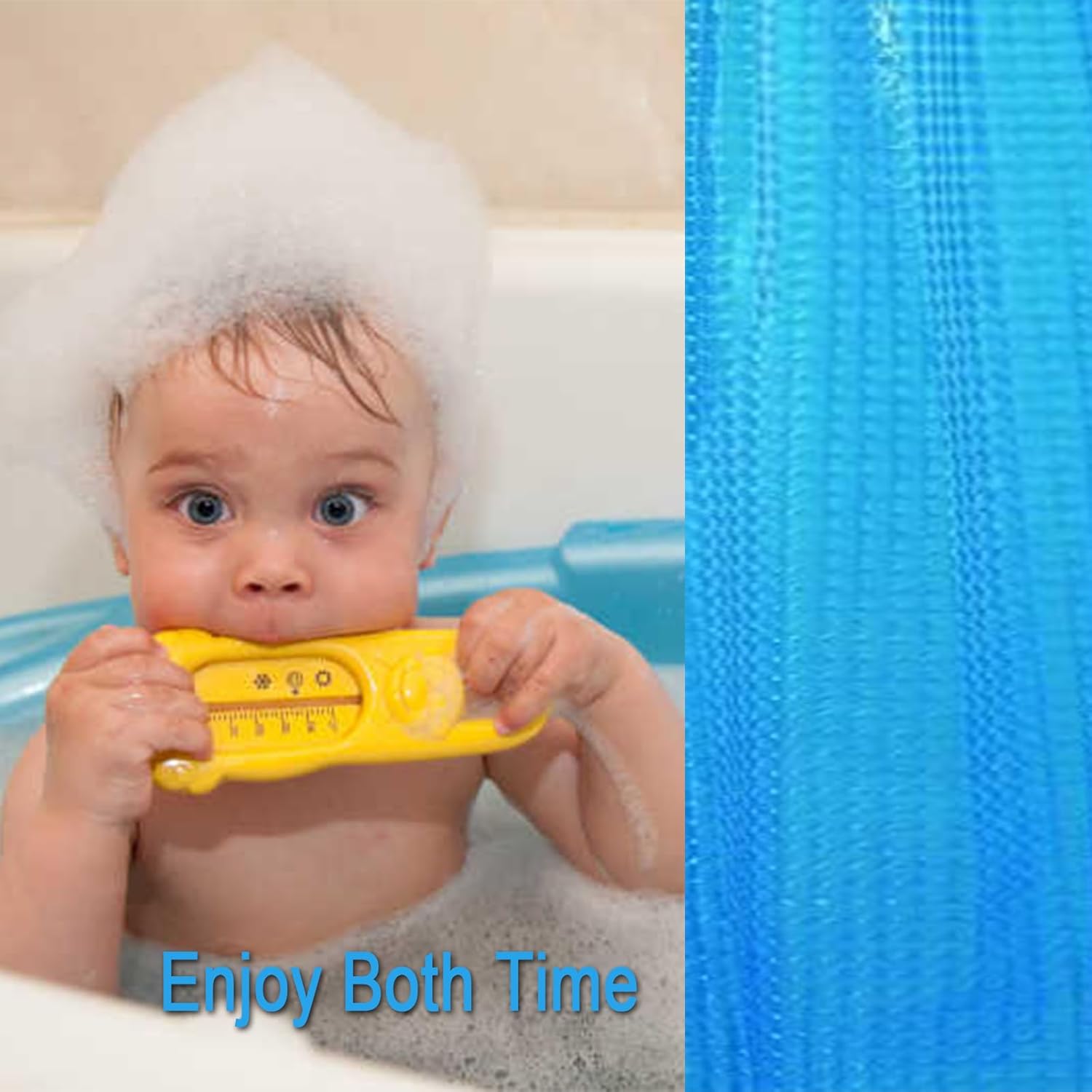 Blue 3D Water Cube EVA Shower Curtain Liner