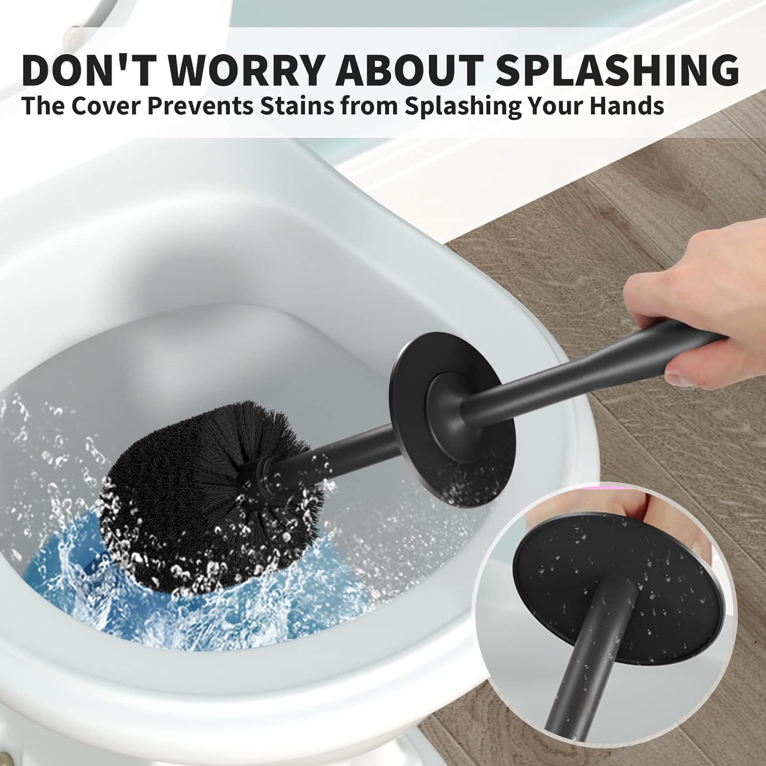 Uptronic Toilet Brush and Holder 2 Pack - Black