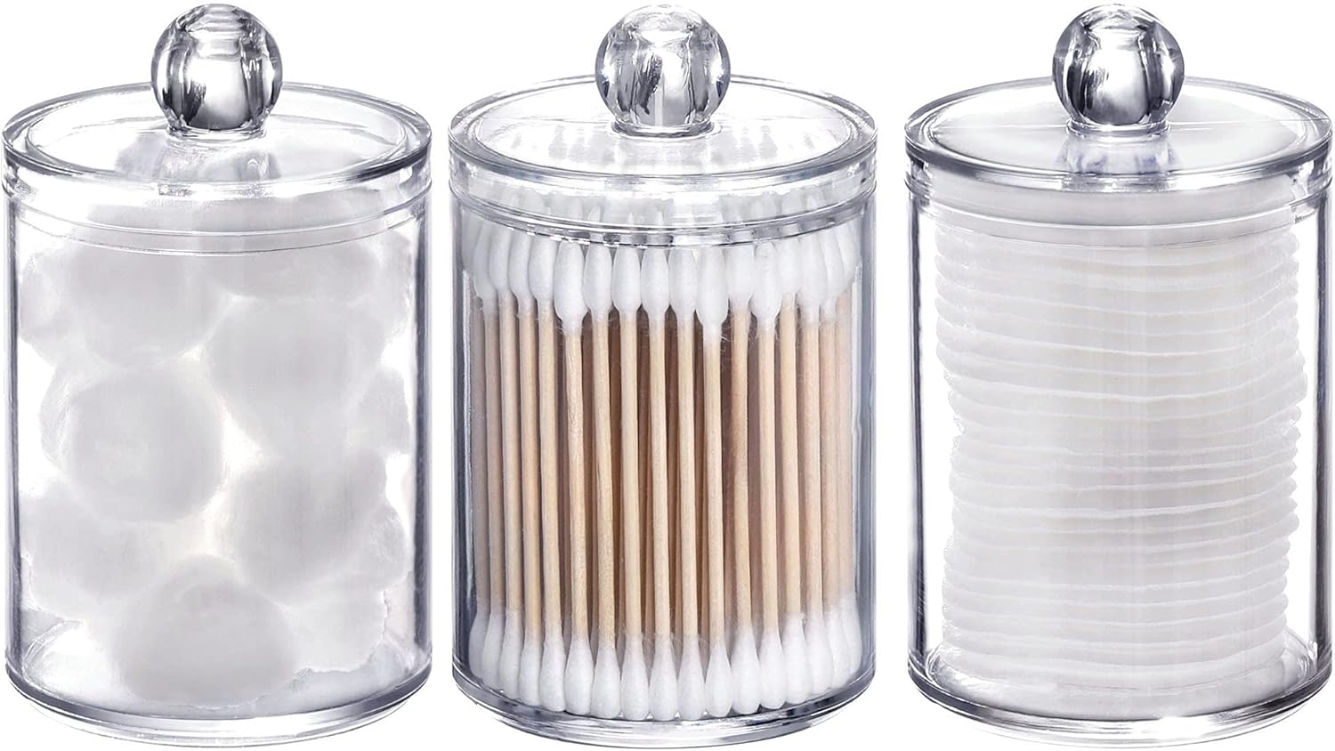 Tbestmax 3 Pack Cotton Swab Holder Clear Jar for Q-Tips