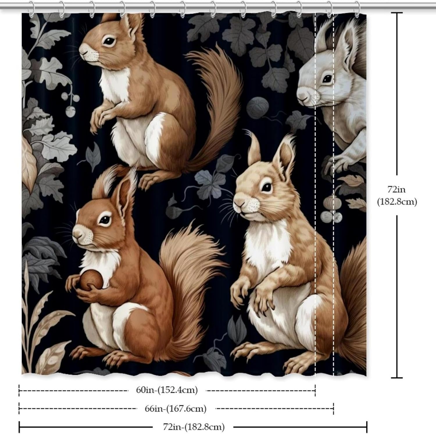 VAPOKF Cute Squirrel Shower Curtain 66x72 Inches