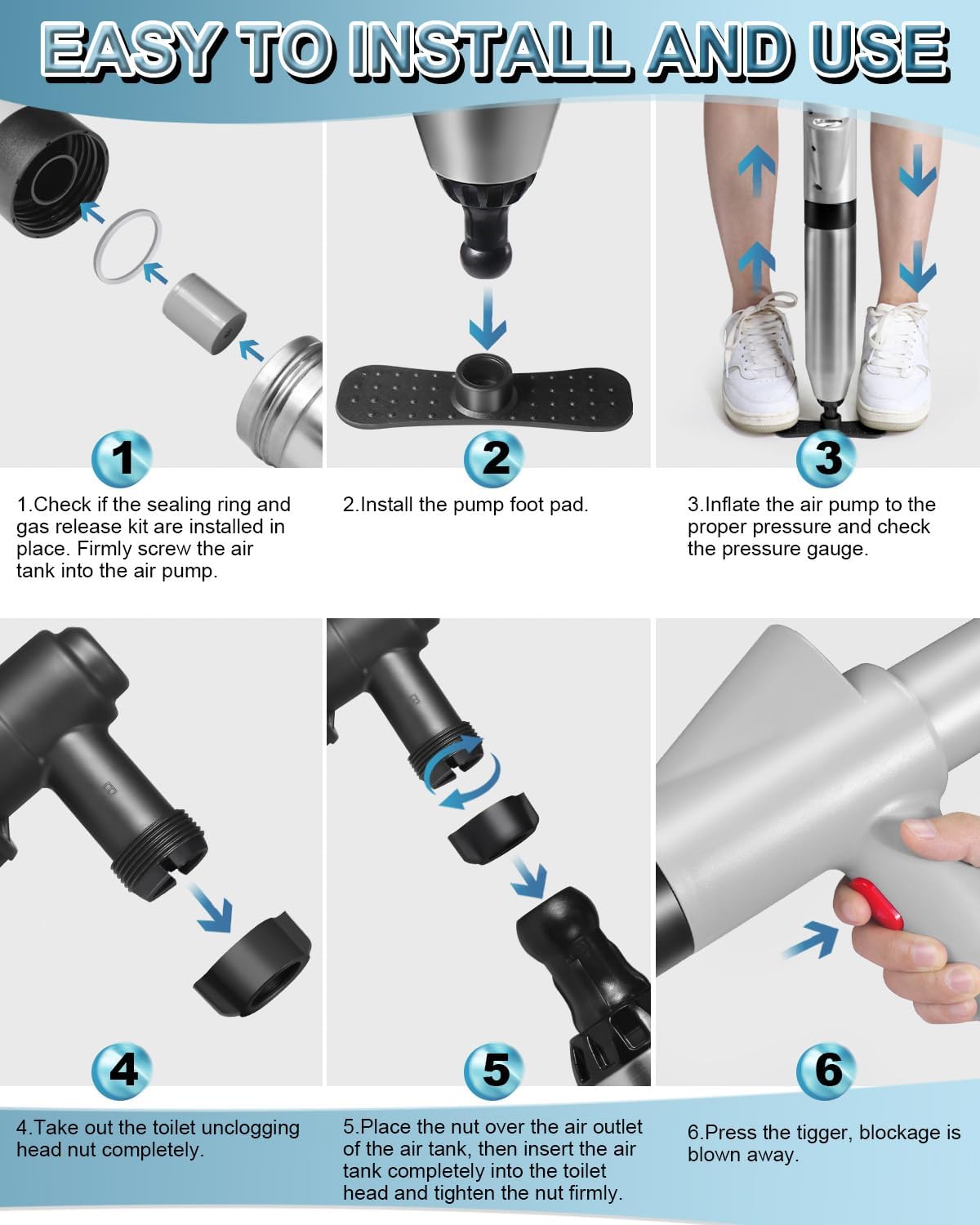 LIVEHITOP High-Pressure Toilet Plunger with Air Drain Clog Remover