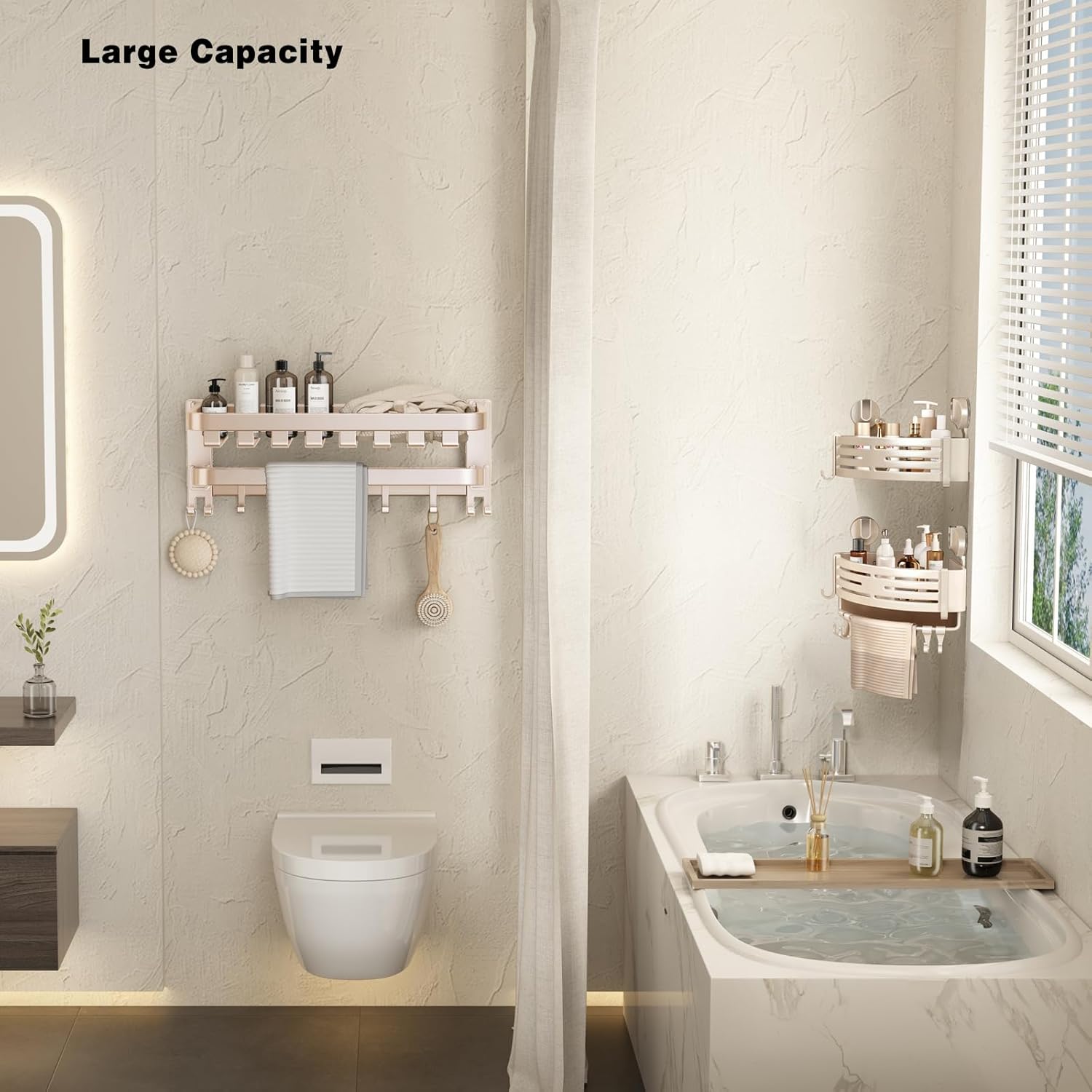 VOLPONE 2-Pack Corner Shower Caddy with Towel Bar