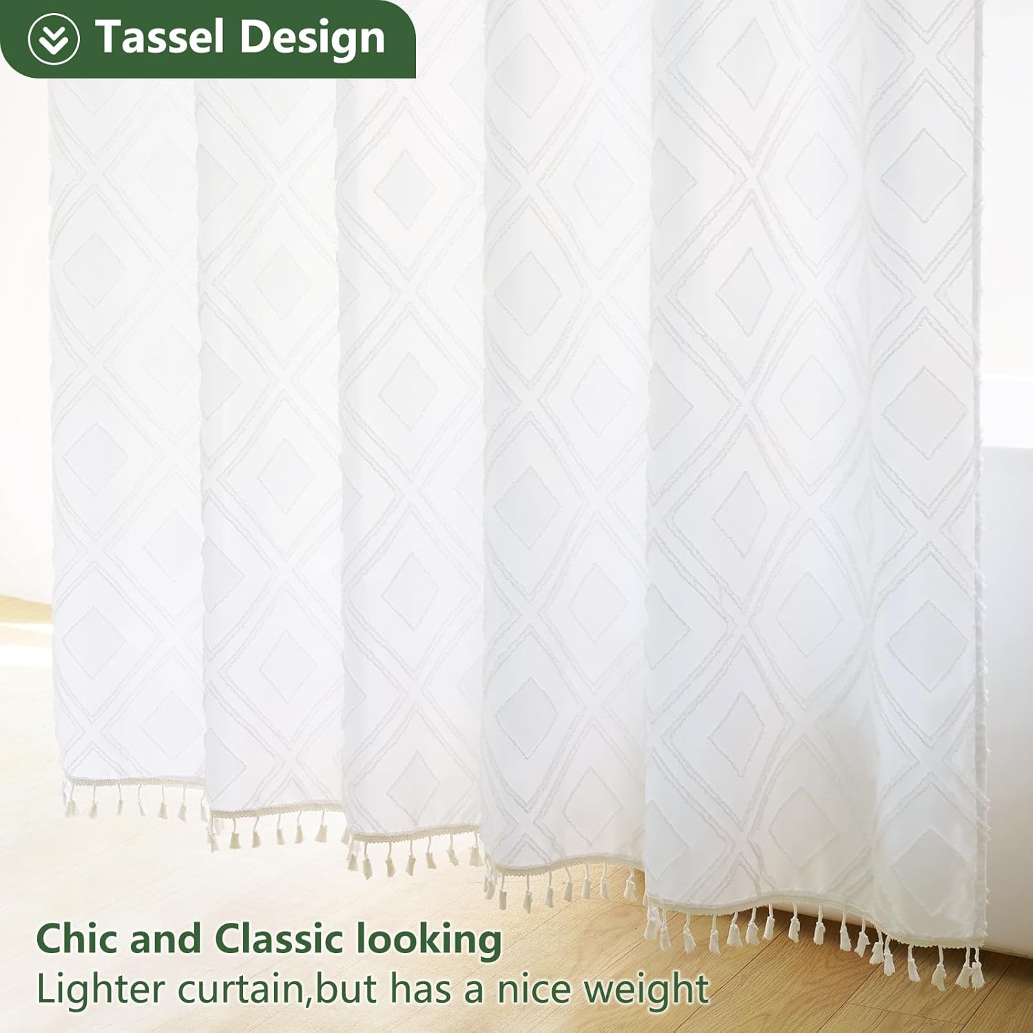 EurCross Stall Shower Curtain 36x72 Soft and Water-Repellent Geometric Tufted Fabric