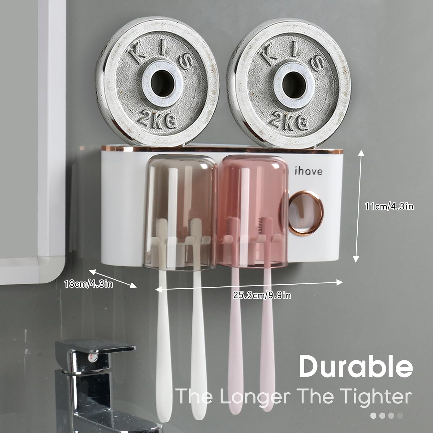iHave Toothbrush Holder with Dispenser and Storage - Wall Mounted Bathroom Accessory