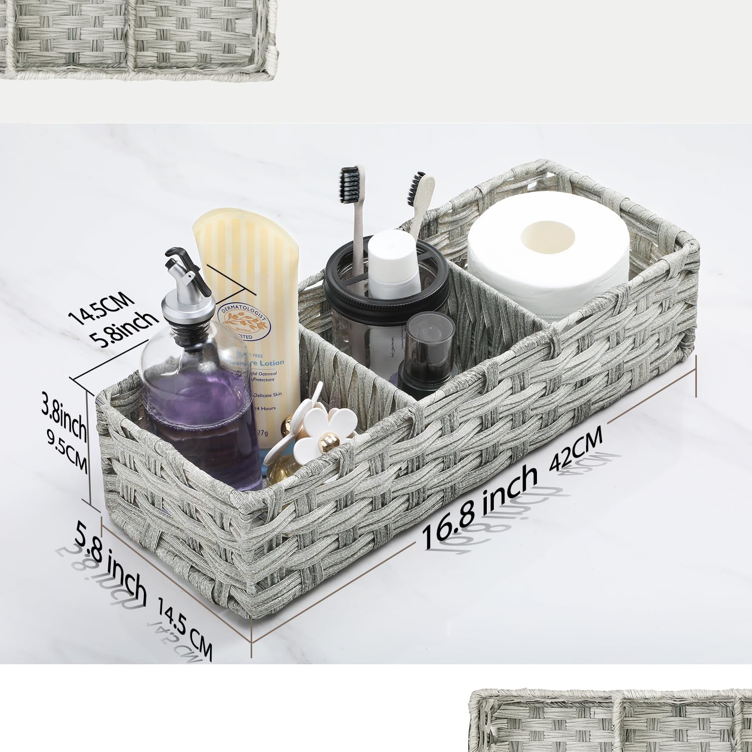AOZITA Toilet Paper Basket with Larger Compartments