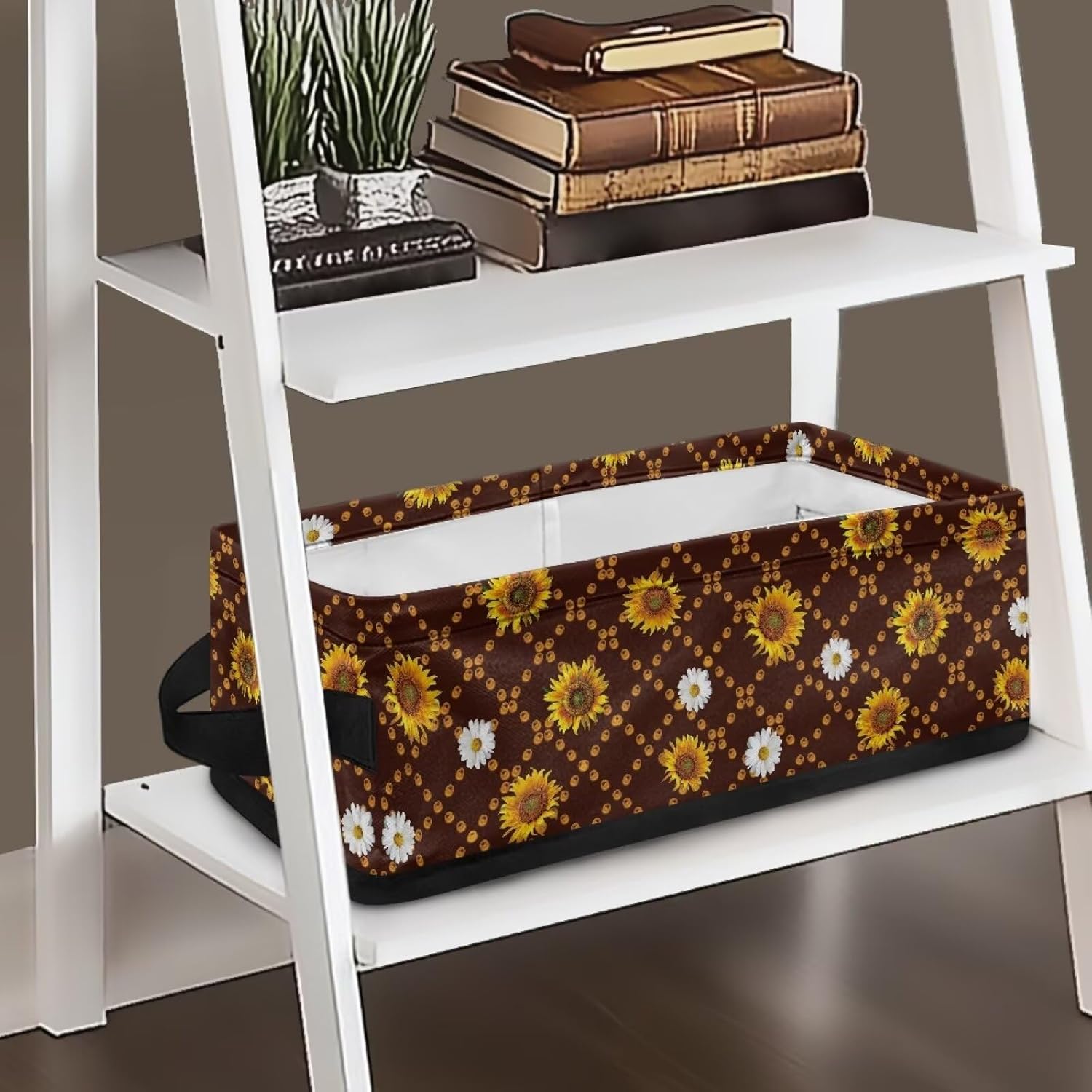 Sunflower Daisy Toilet Paper Basket with Handle