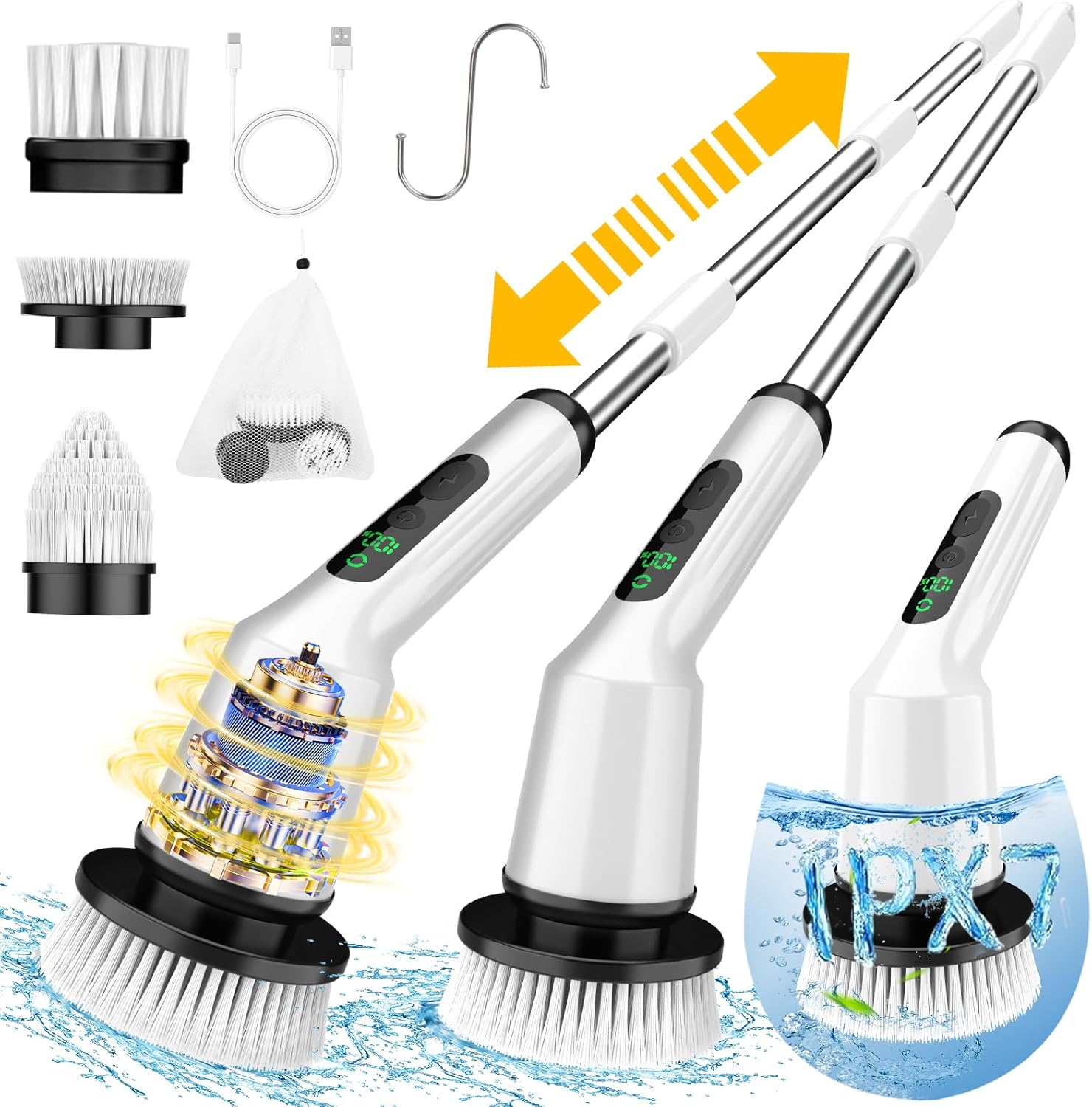 Electric Spin Scrubber Bathroom Cleaner Cordless 2 Speed