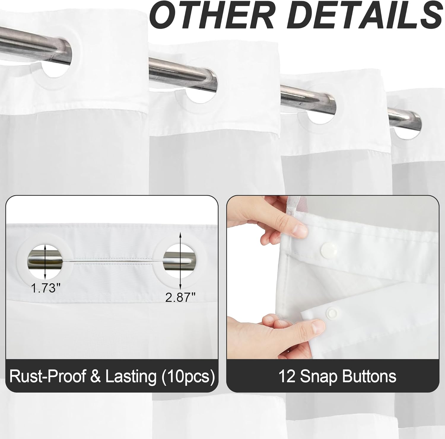 AXURXUI No Hook Shower Curtain Set with Window