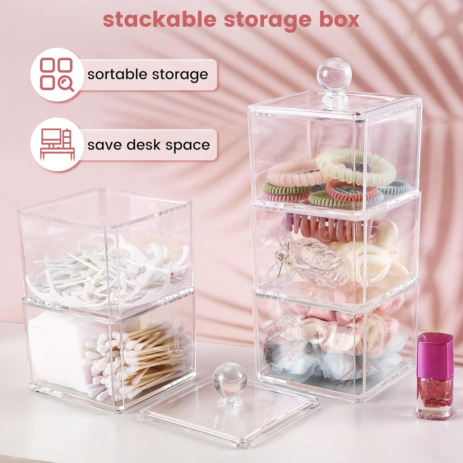 Clear 3 Stackable Acrylic Hair Accessory Organizer for Girls