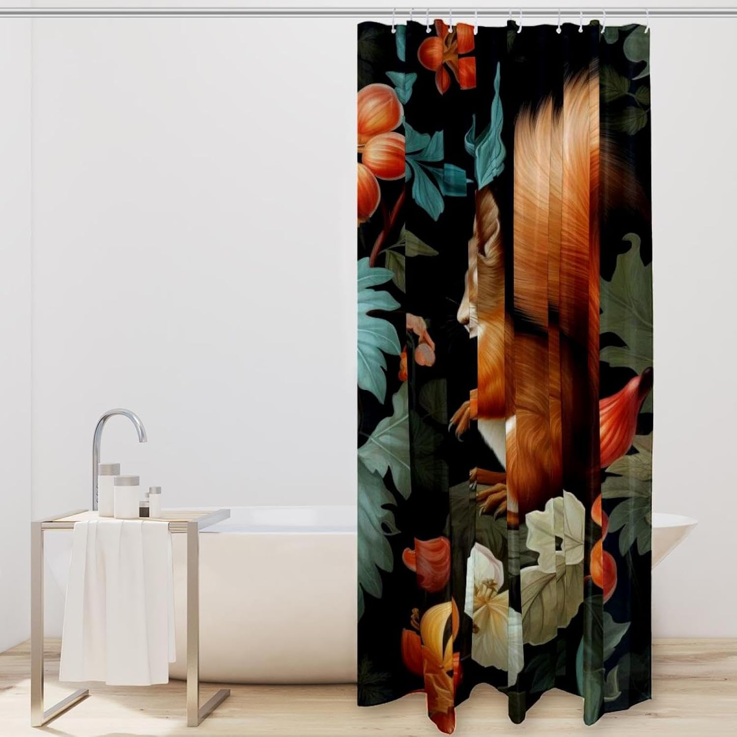 VAPOKF Cute Squirrel Shower Curtain with 12 Hooks - 66x72 Inches 1