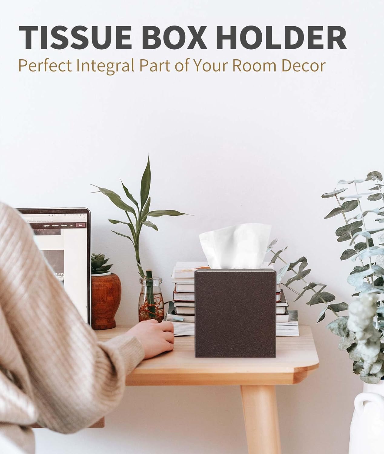 Livelab Metal Tissue Box Cover - Brown Pebble Grain