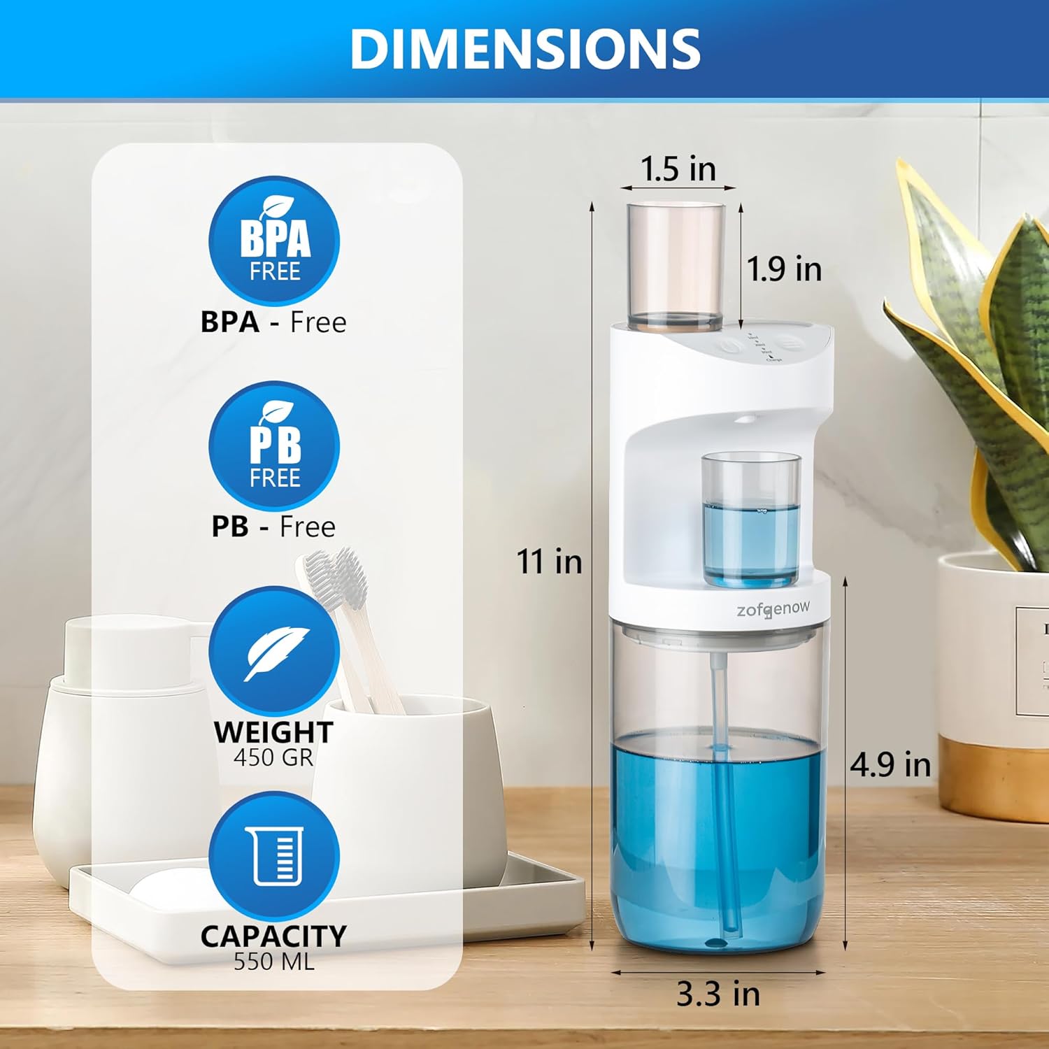 Automatic Mouthwash Dispenser Wall Mounted Rechargeable