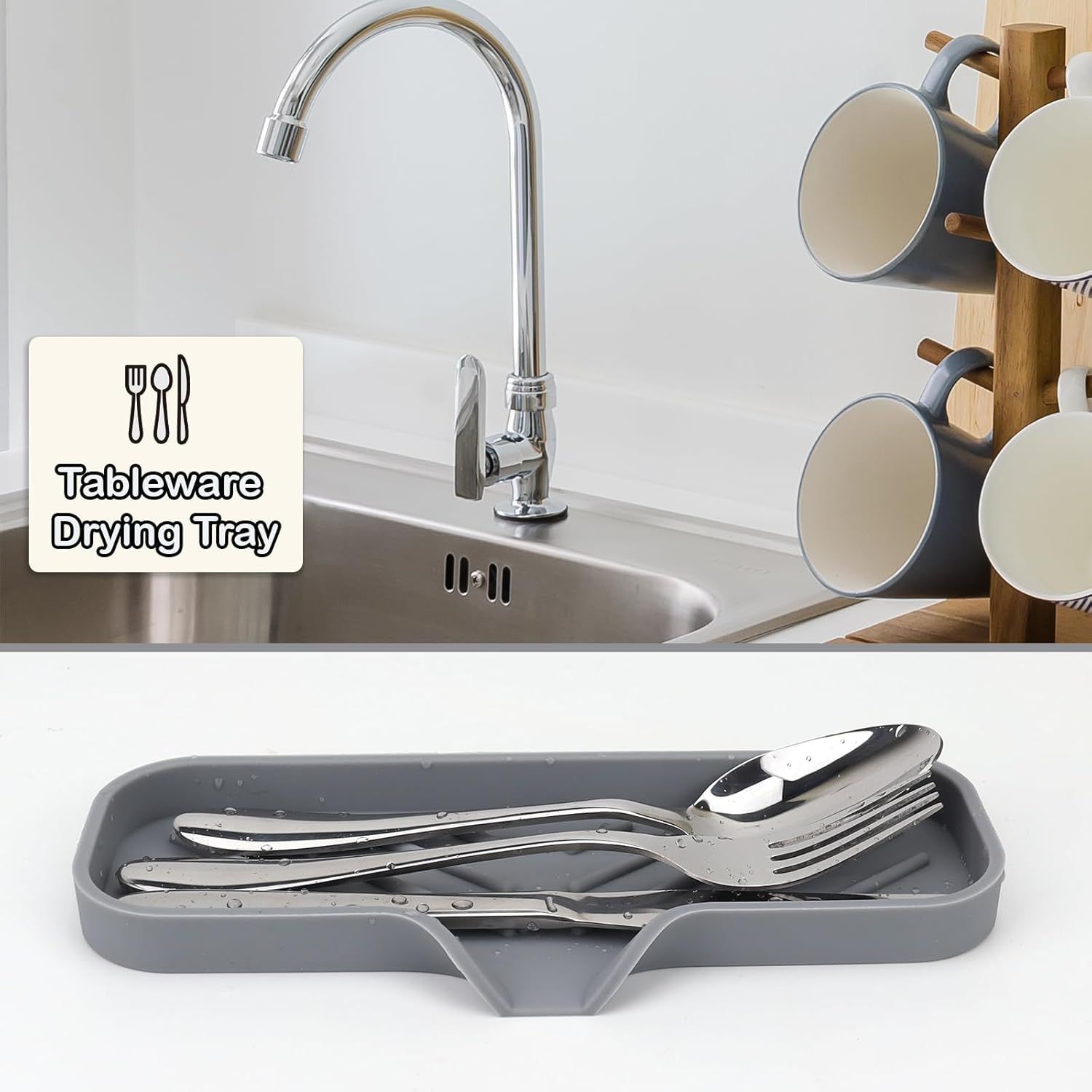 YASMEN Silicone Soap Dish with Drain Gray 9 x 315