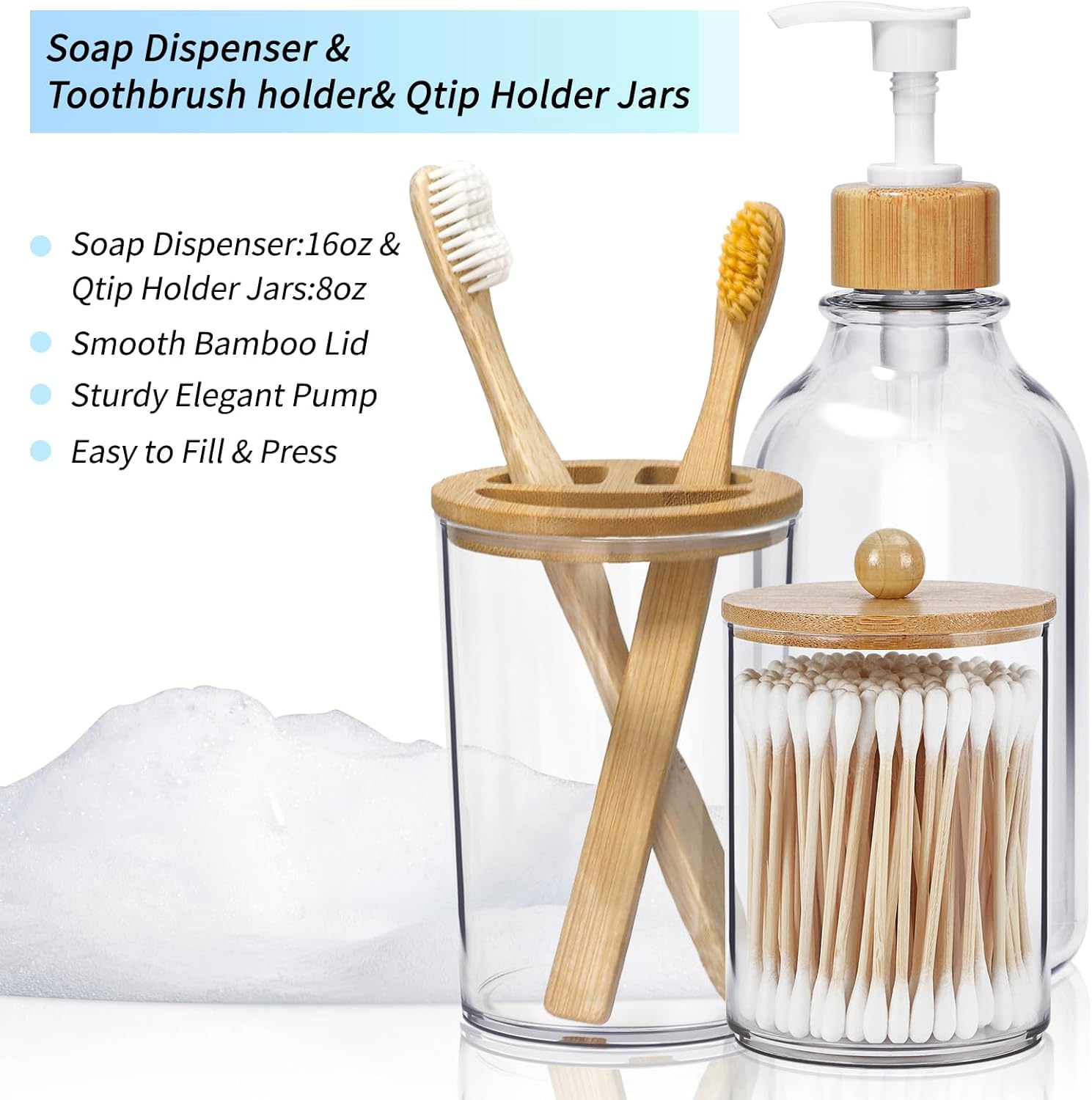 SGHUO 4pcs Boho Bamboo Bathroom Decor Set 1