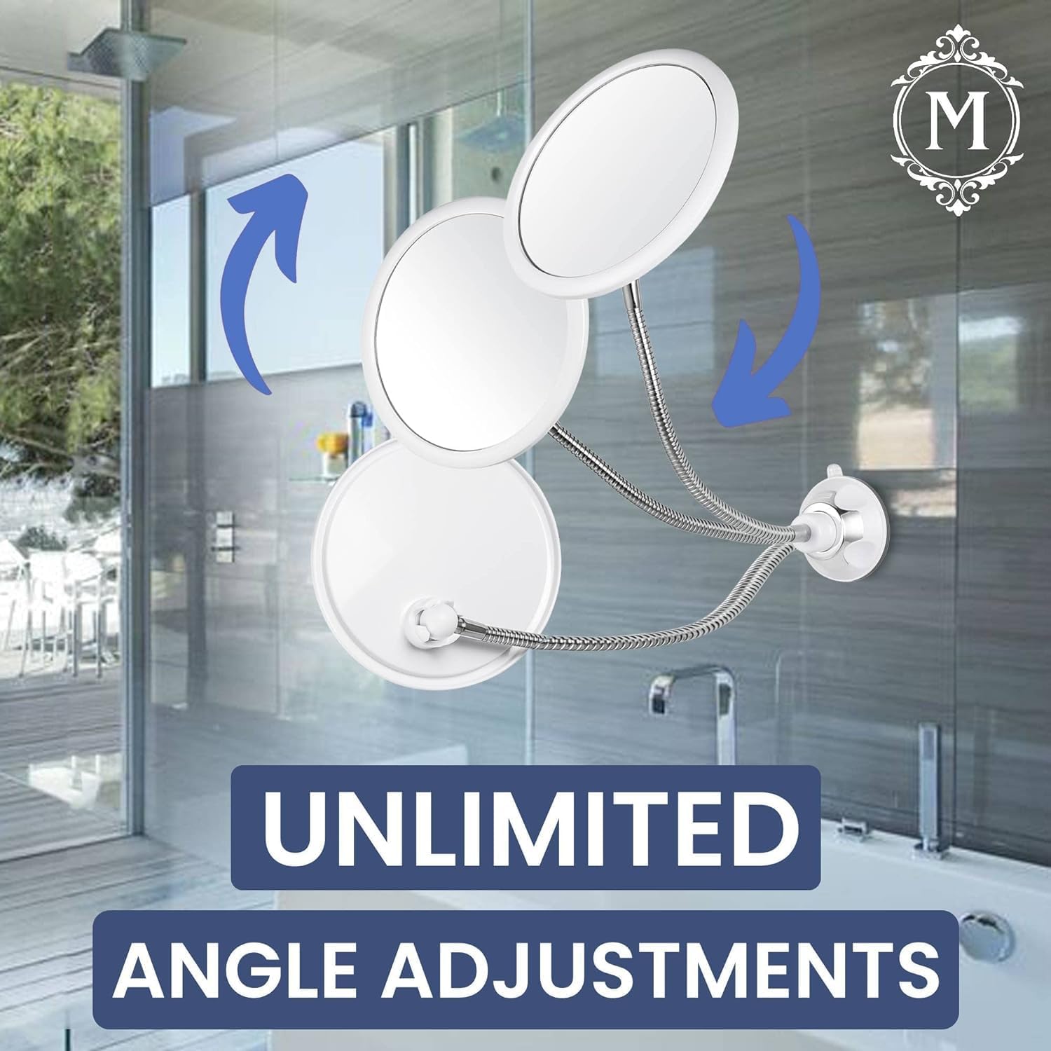 Mirrorvana Flexible Round Fogless Shower Mirror with Adjustable Gooseneck