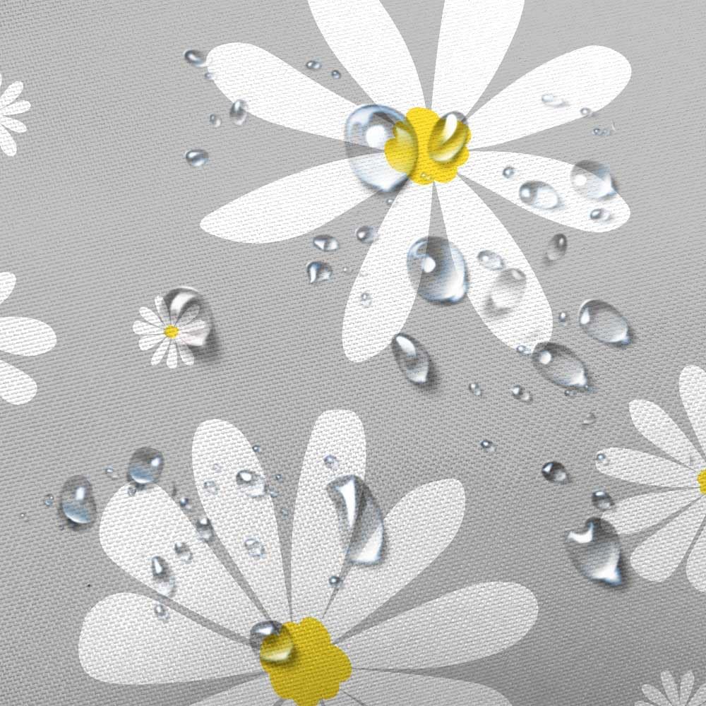 Grey Daisy Floral Shower Curtain Set with Hooks 72x75 Inch
