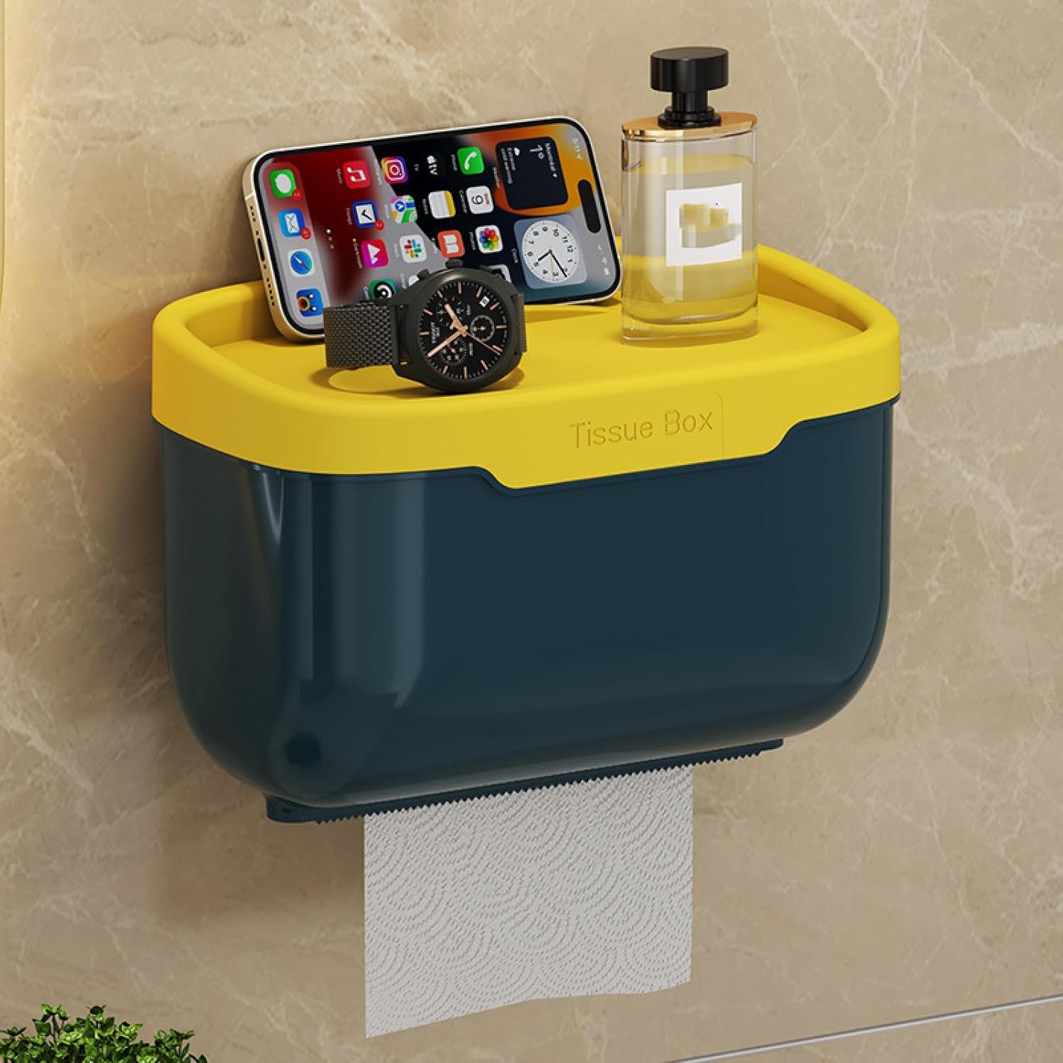 BLIUNAVDO Wall-Mounted Toilet Tissue Box with Double Shelf